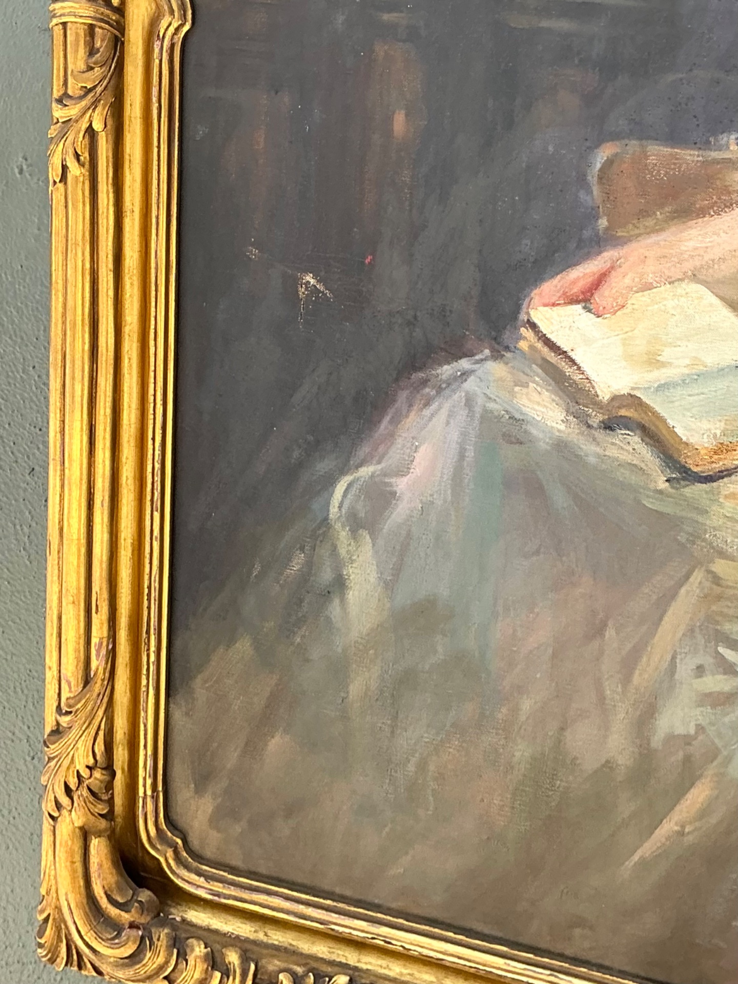 Vintage Emil Fuchs Woman's Portrait in Gilt Frame - Back view