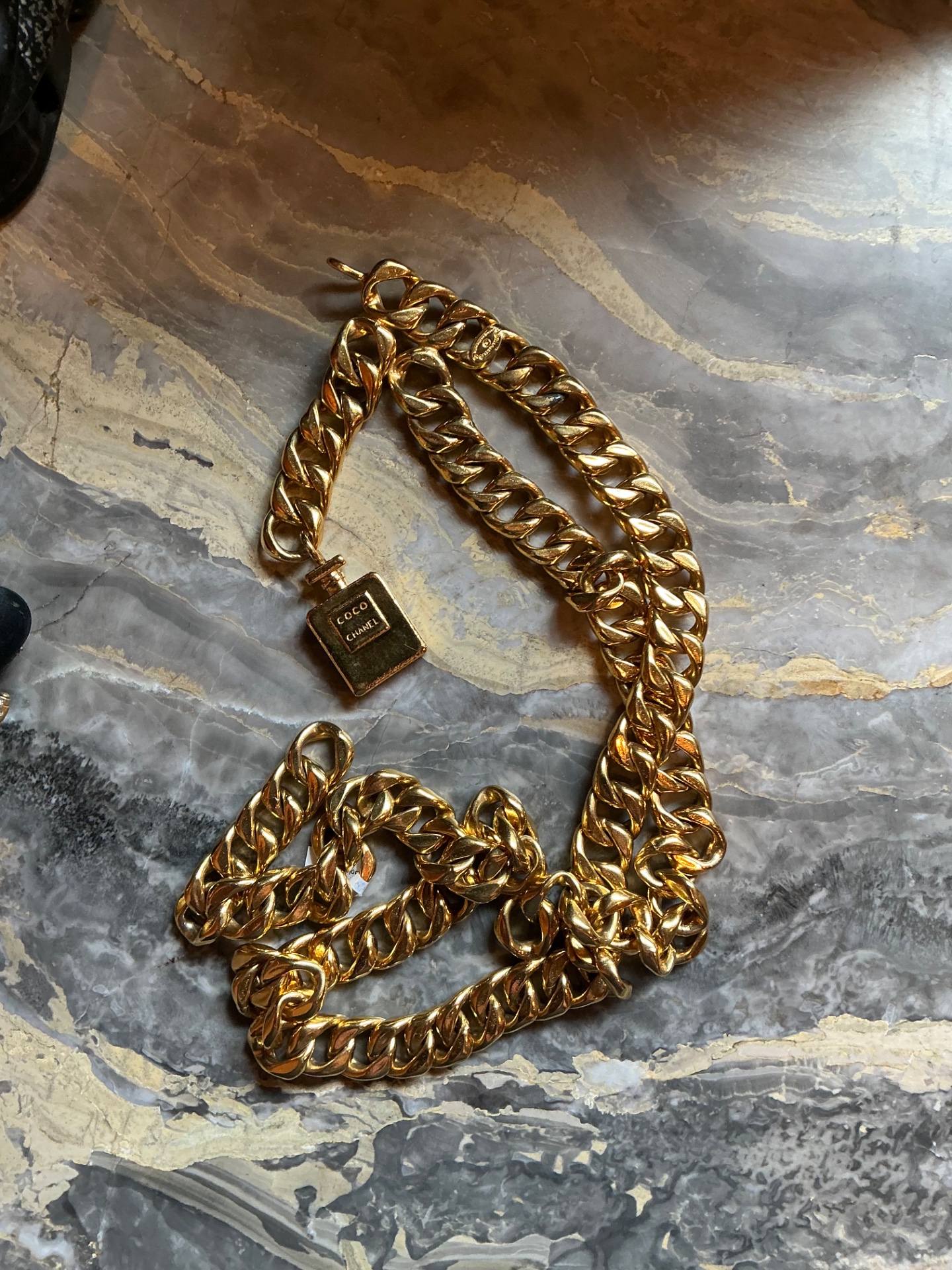Vintage 1980s Chanel Bottle Chain Belt - Side view