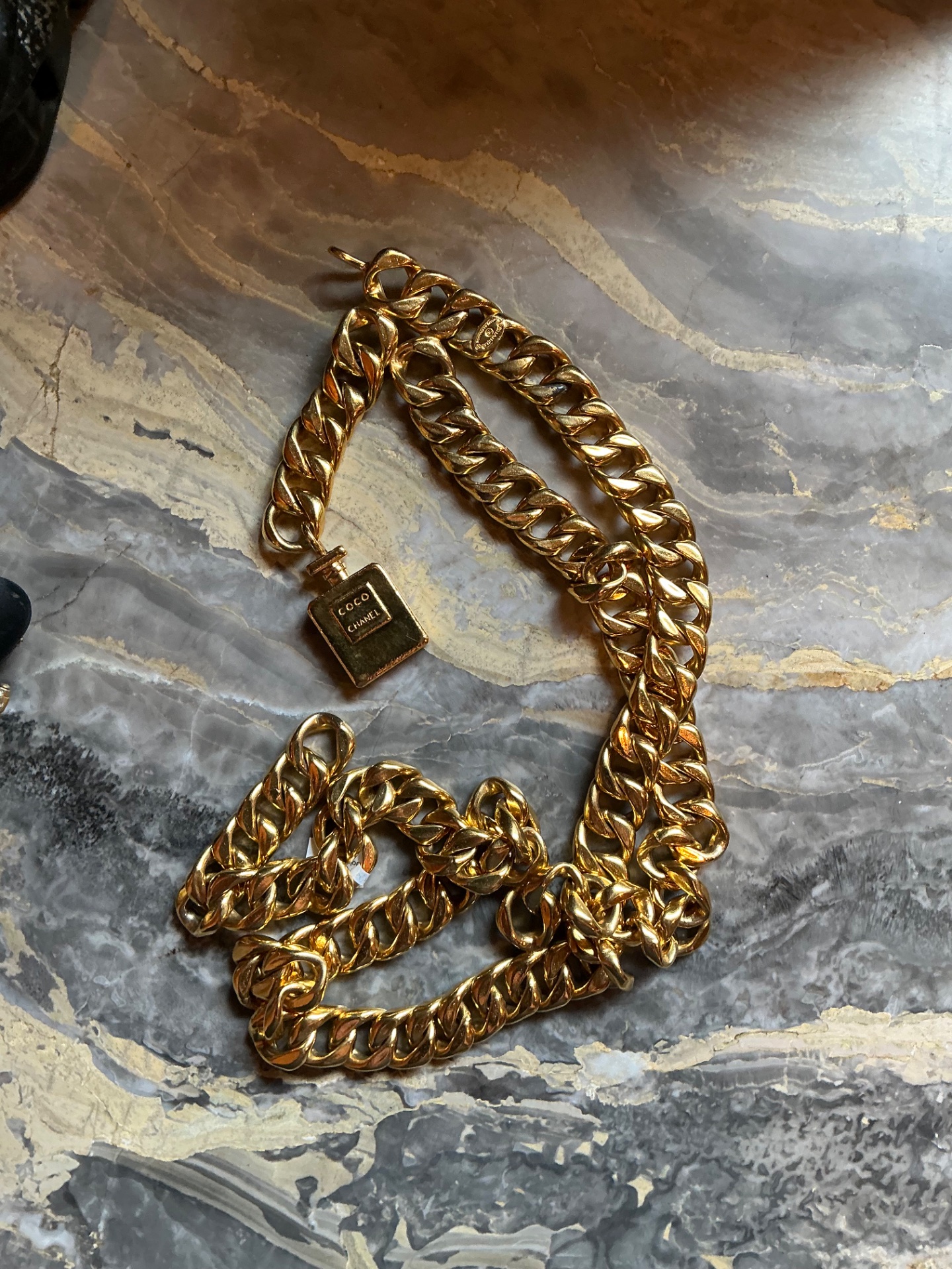 Vintage 1980s Chanel Bottle Chain Belt - Top view