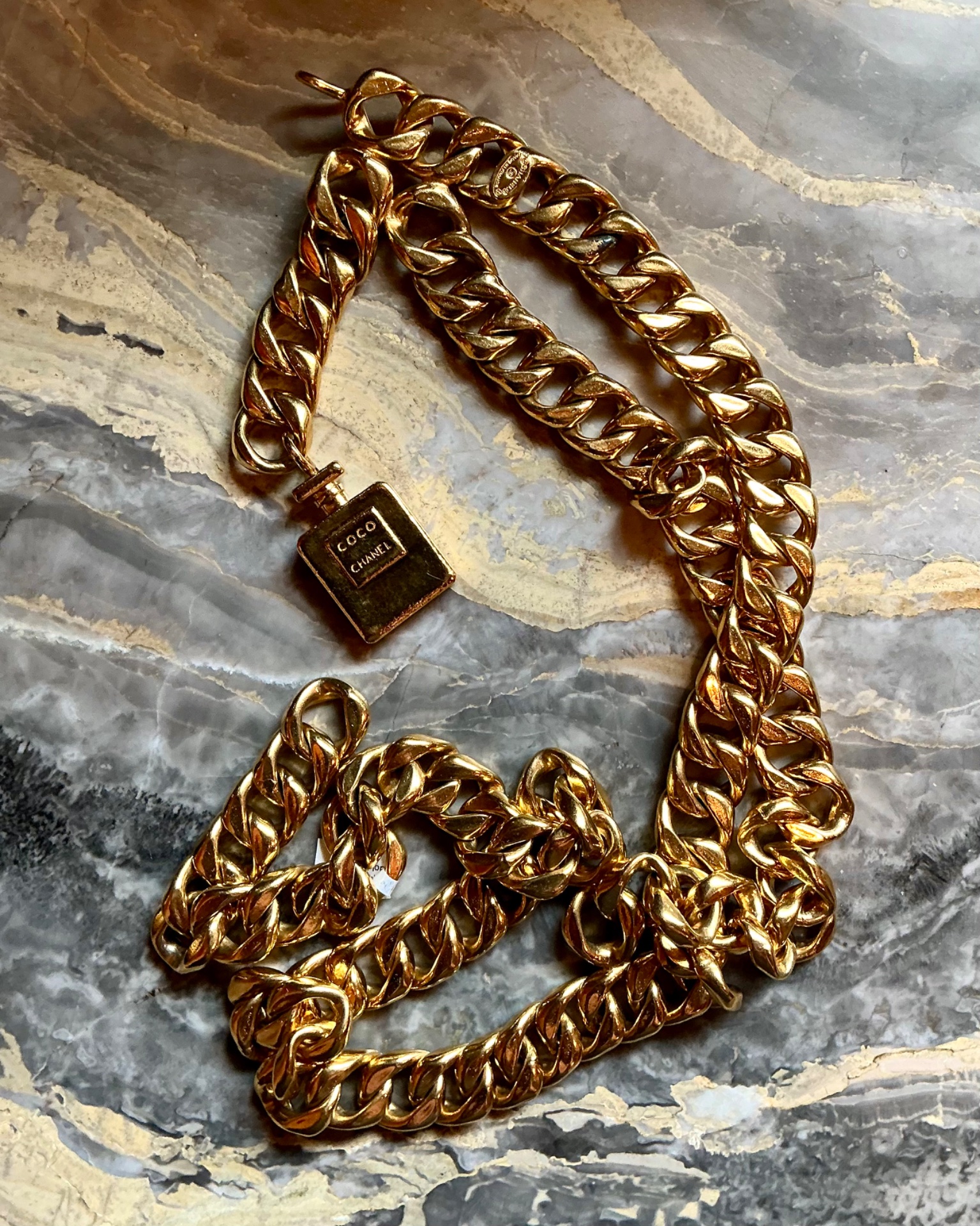 Vintage 1980s Chanel Bottle Chain Belt - Back view