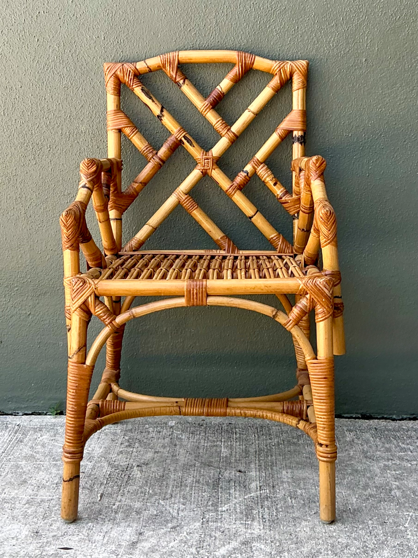 Vintage Chinese Chippendale Bamboo Armchair - Back view