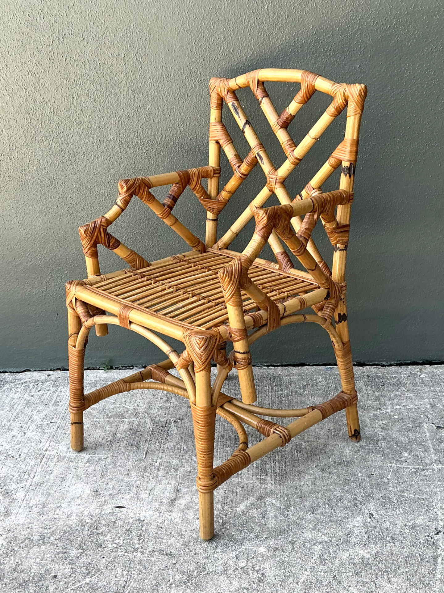 Vintage Chinese Chippendale Bamboo Armchair - Top view