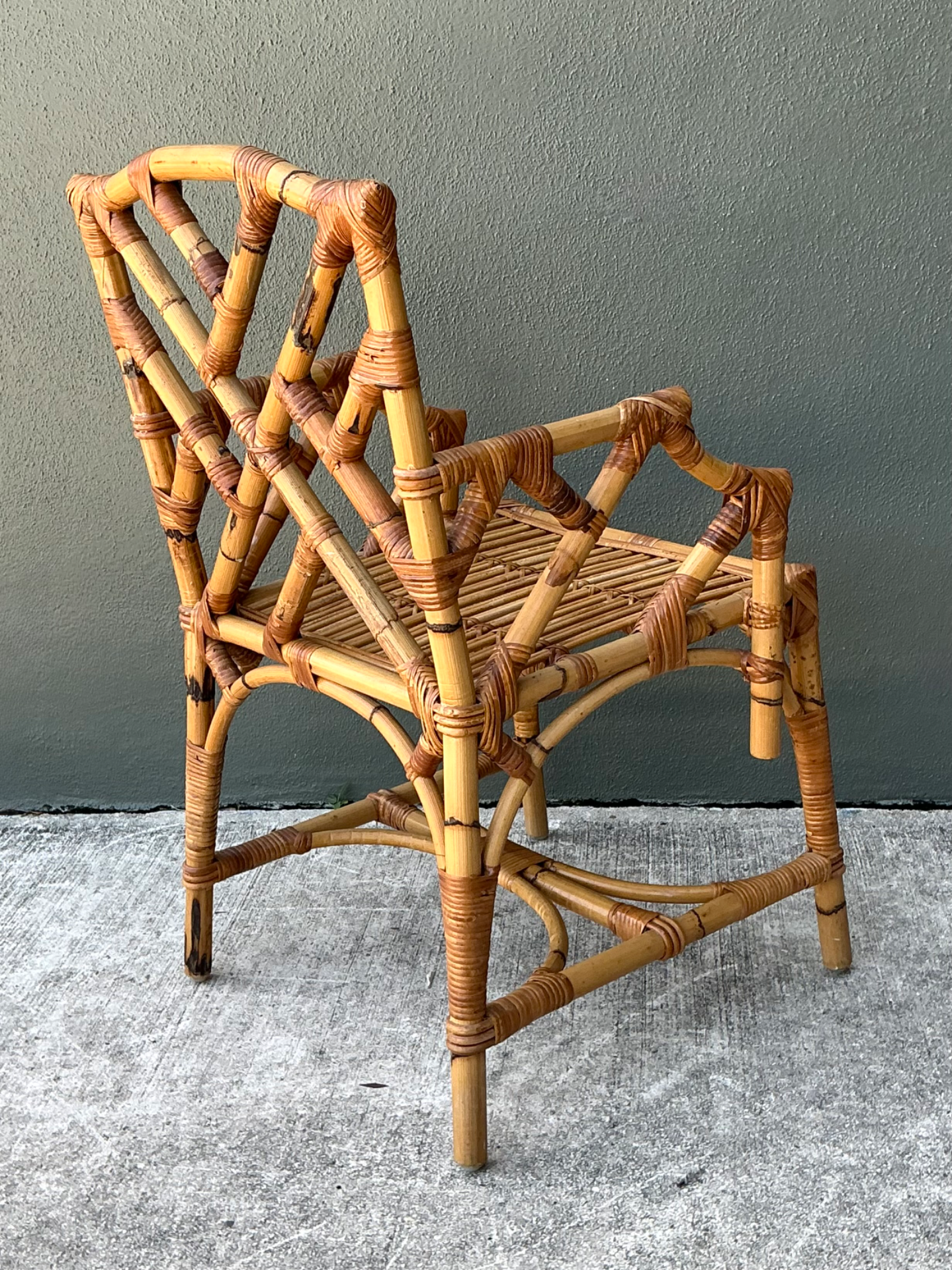 Vintage Chinese Chippendale Bamboo Armchair - Side view