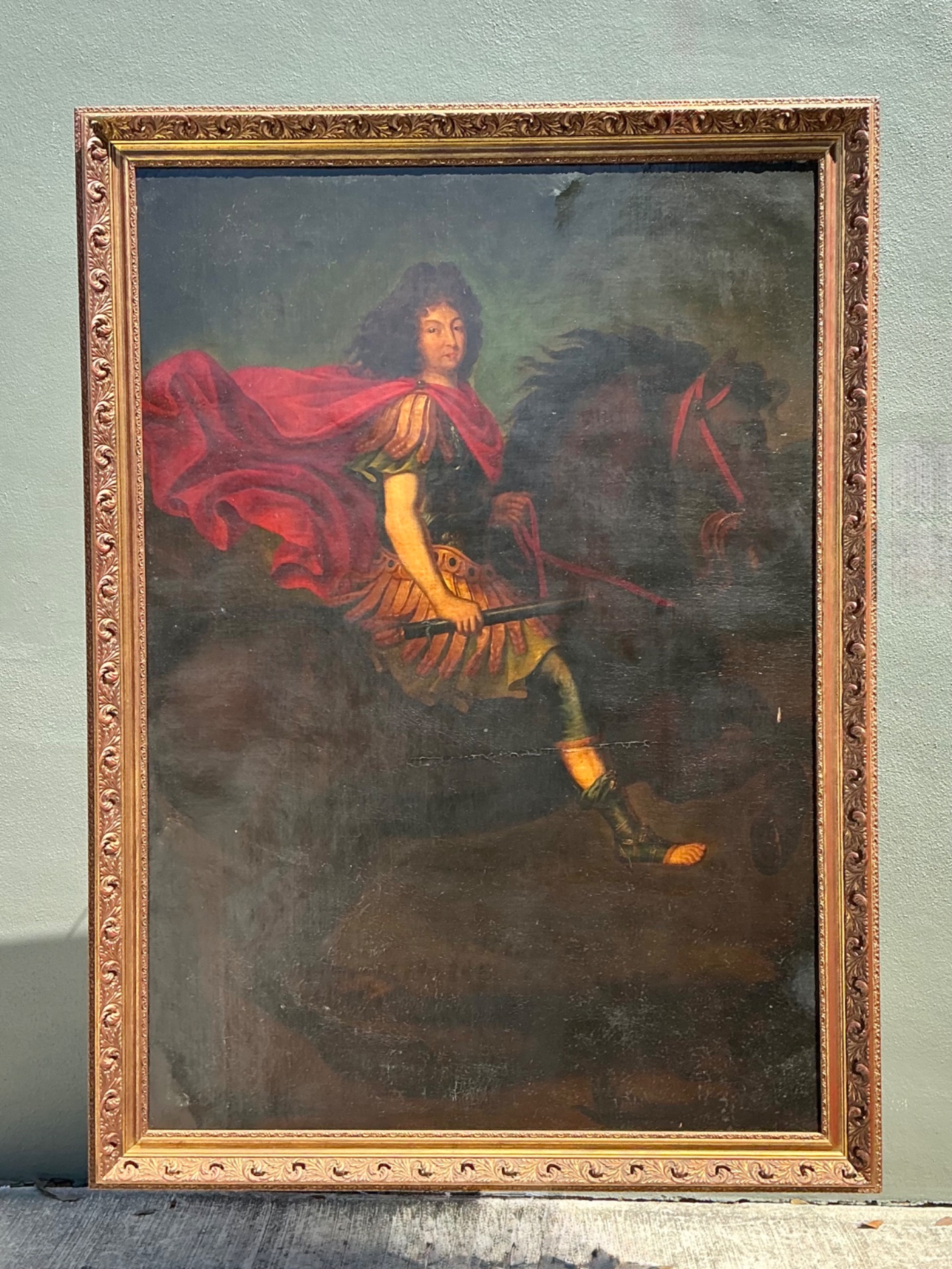 Vintage Monumental Original Oil Portrait Of Nobleman - Side view