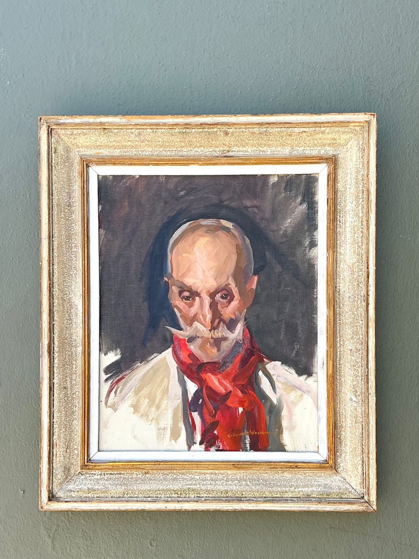 Vintage Framed Oil Portrait of Gentleman - Side view