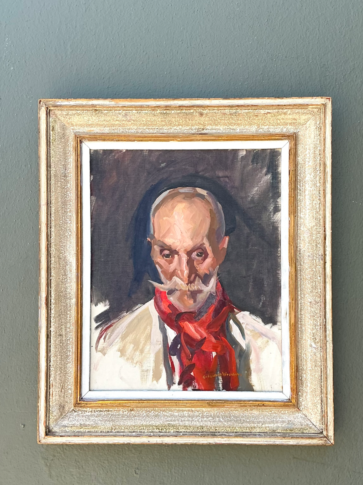 Vintage Framed Oil Portrait of Gentleman - Back view
