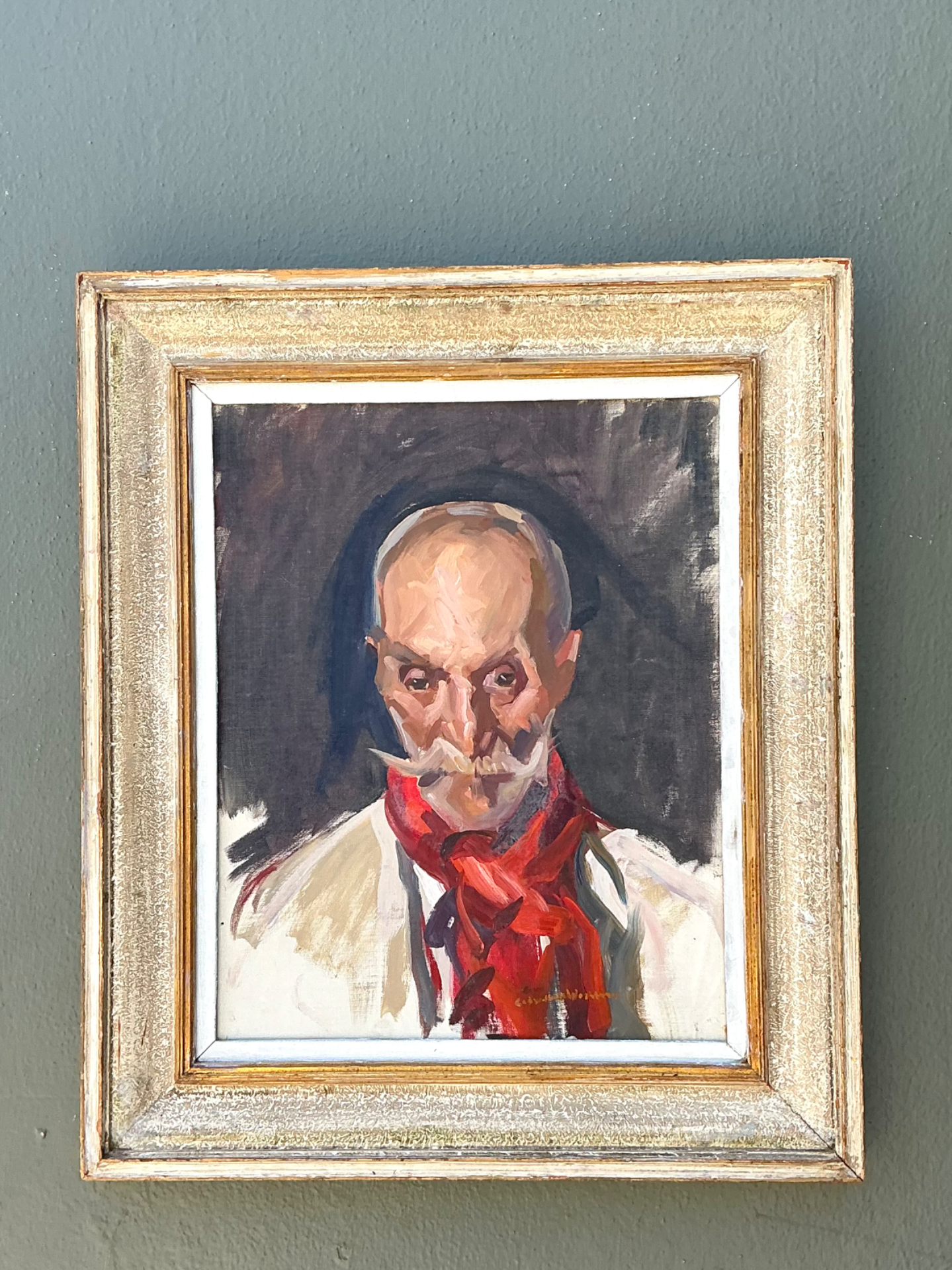 Vintage Framed Oil Portrait of Gentleman - Detail view
