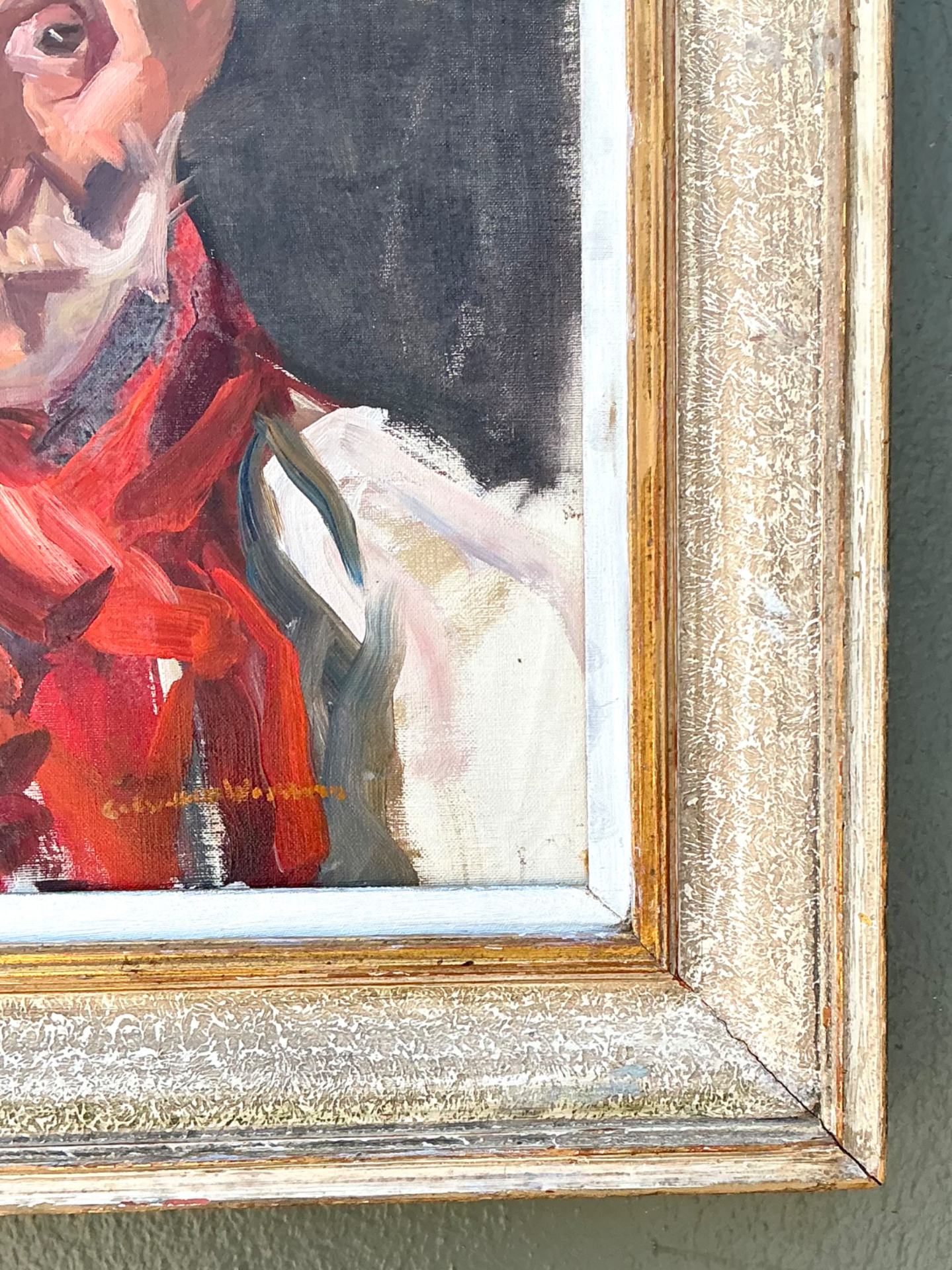 Vintage Framed Oil Portrait of Gentleman - Top view