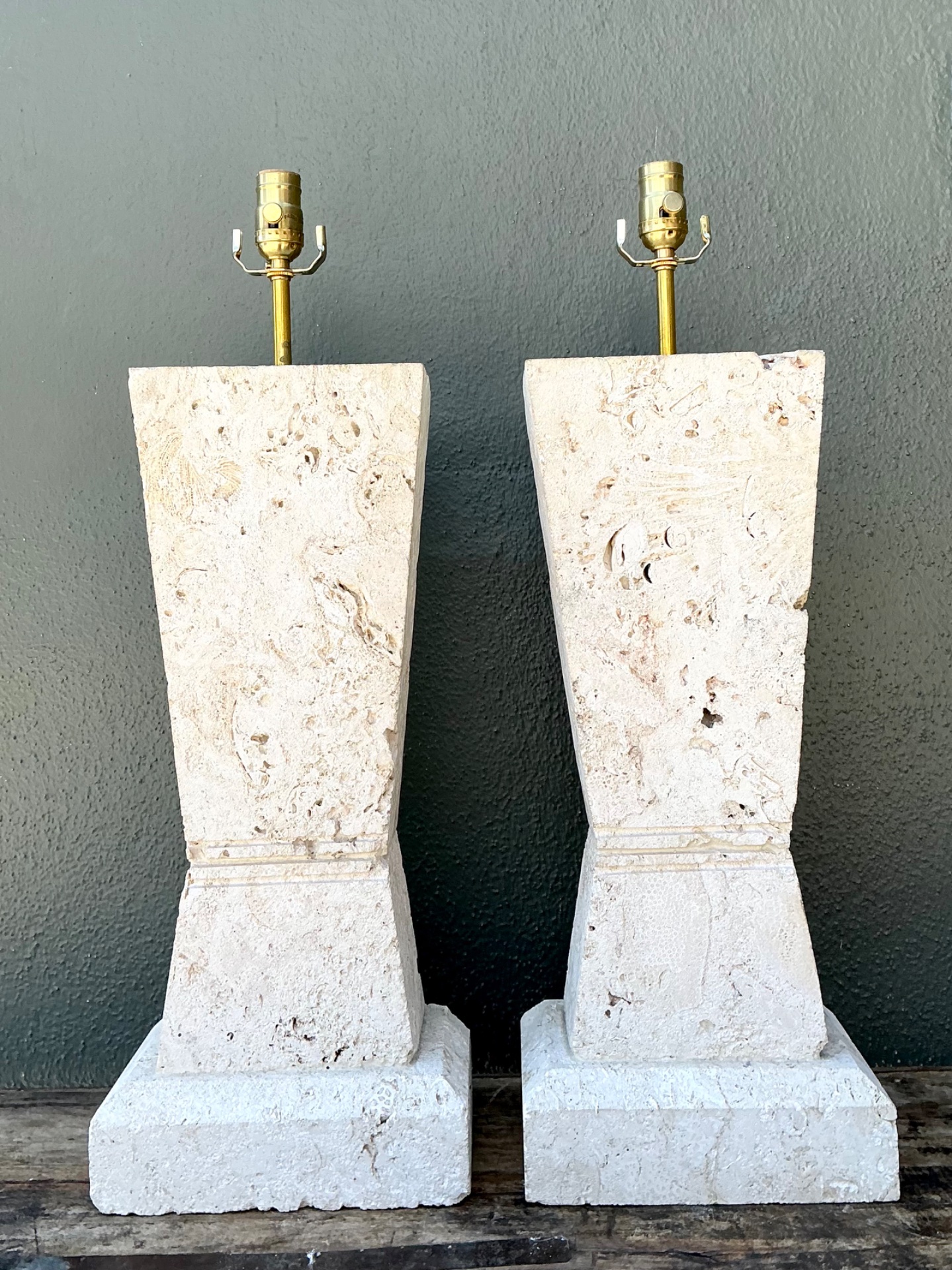 Vintage Cut Coral Table Lamps - A Pair - Top view