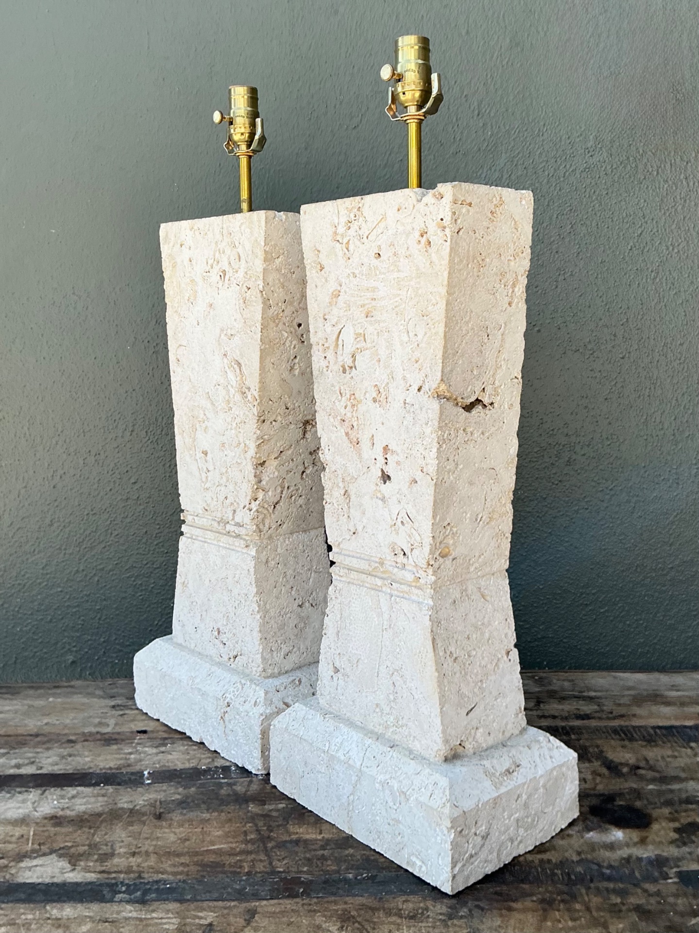 Vintage Cut Coral Table Lamps - A Pair - Back view