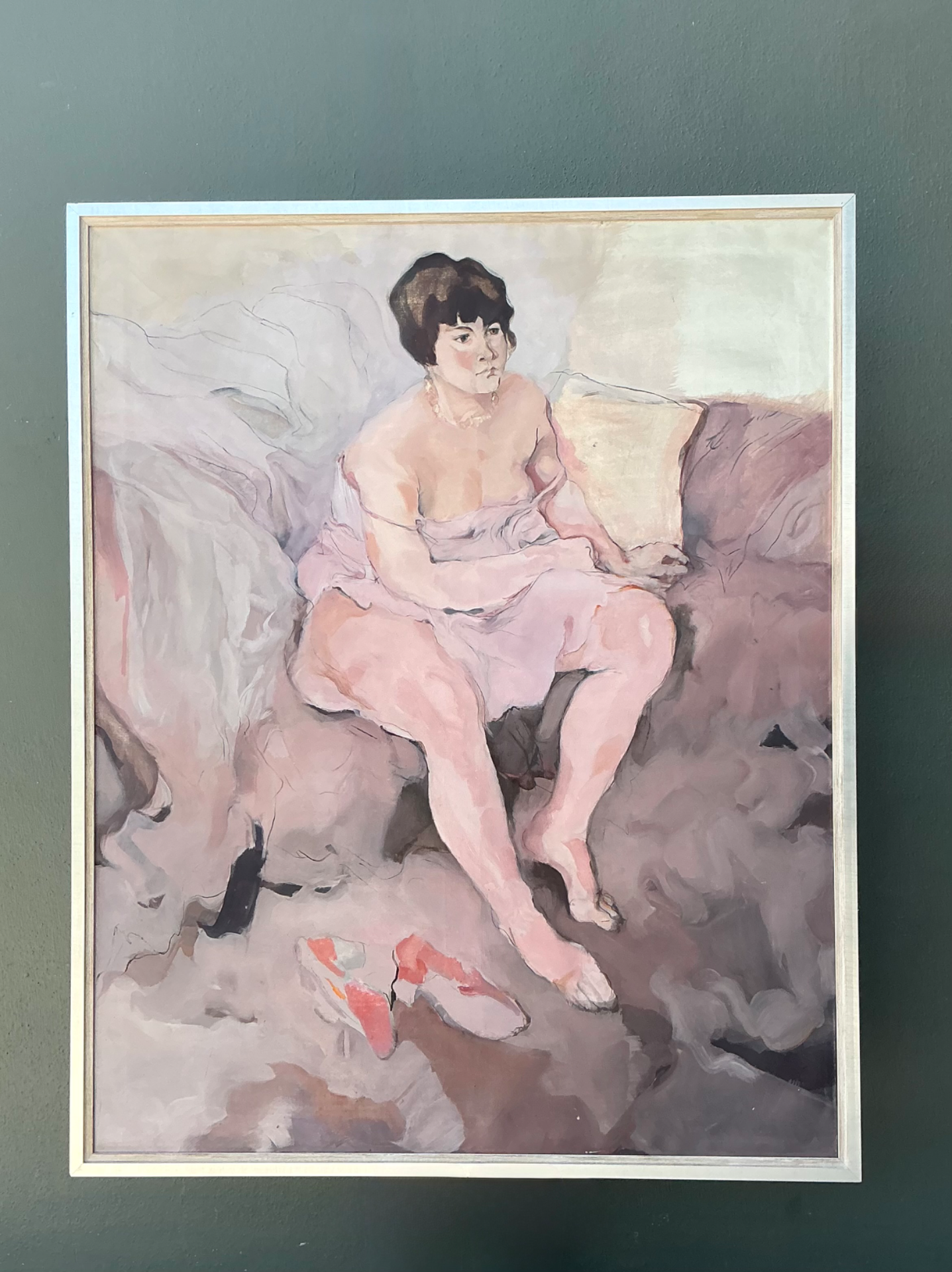 Vintage Framed Figurative Oil Painting - Detail view
