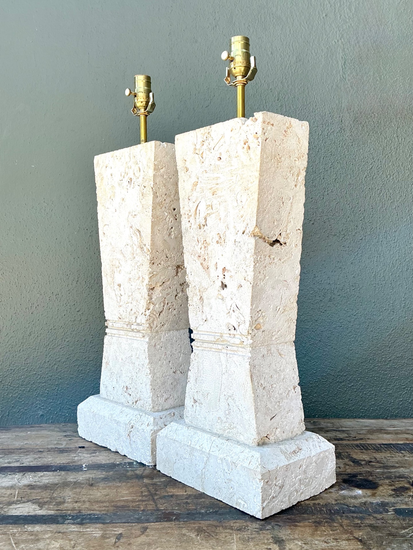 Vintage Cut Coral Table Lamps - A Pair - Detail view