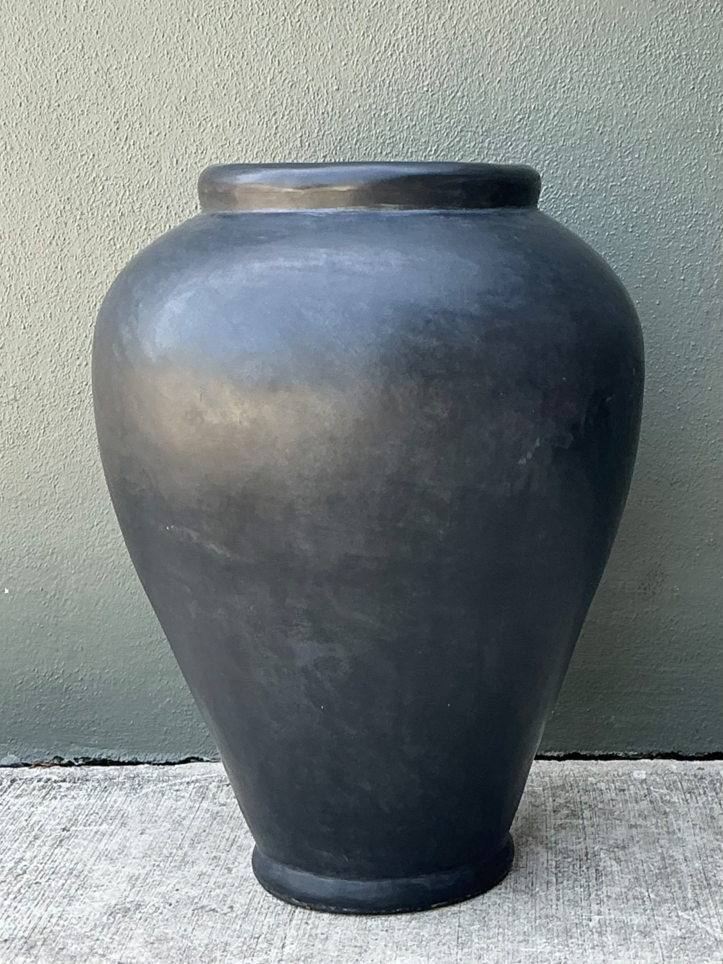Vintage Large Matte Ceramic Floor Vase - Top view