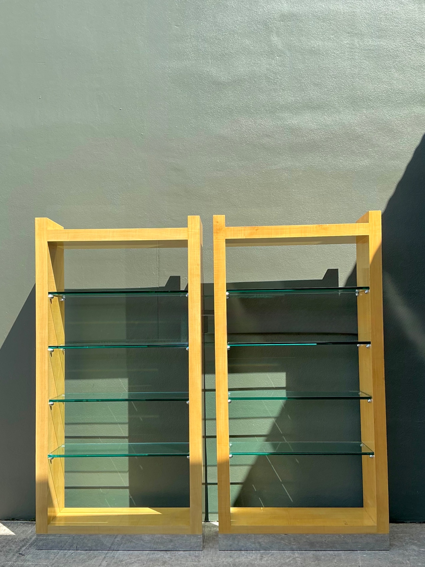 Vintage Maple And Chrome Etagere After Karl Springer - A Pair - Back view