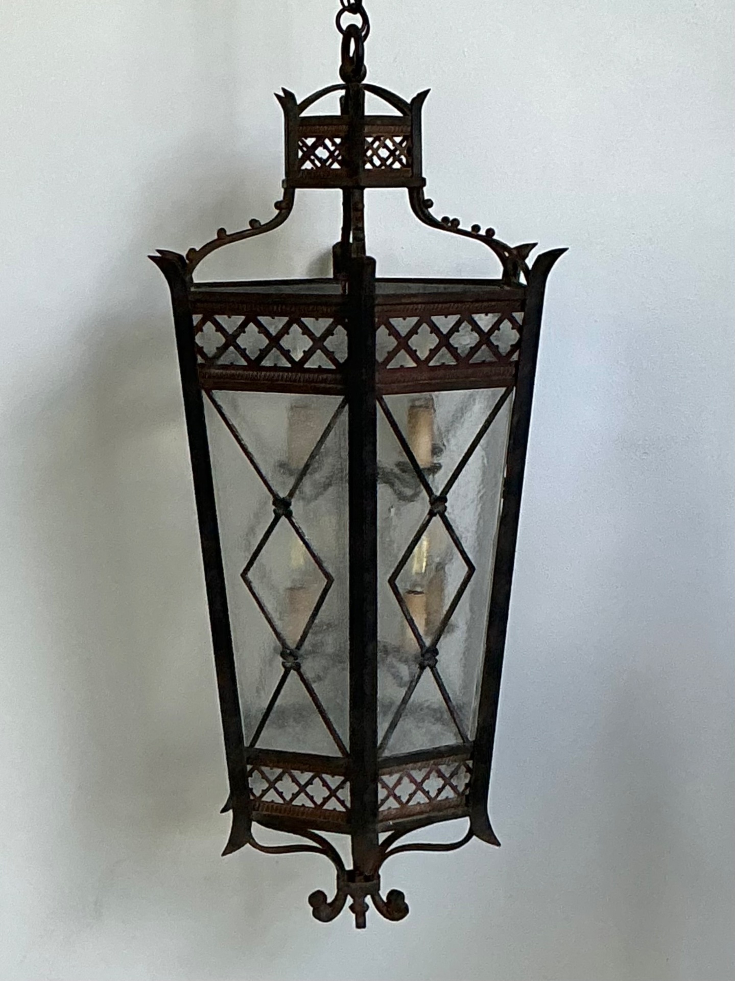 Vintage Iron And Glass Lantern - Top view