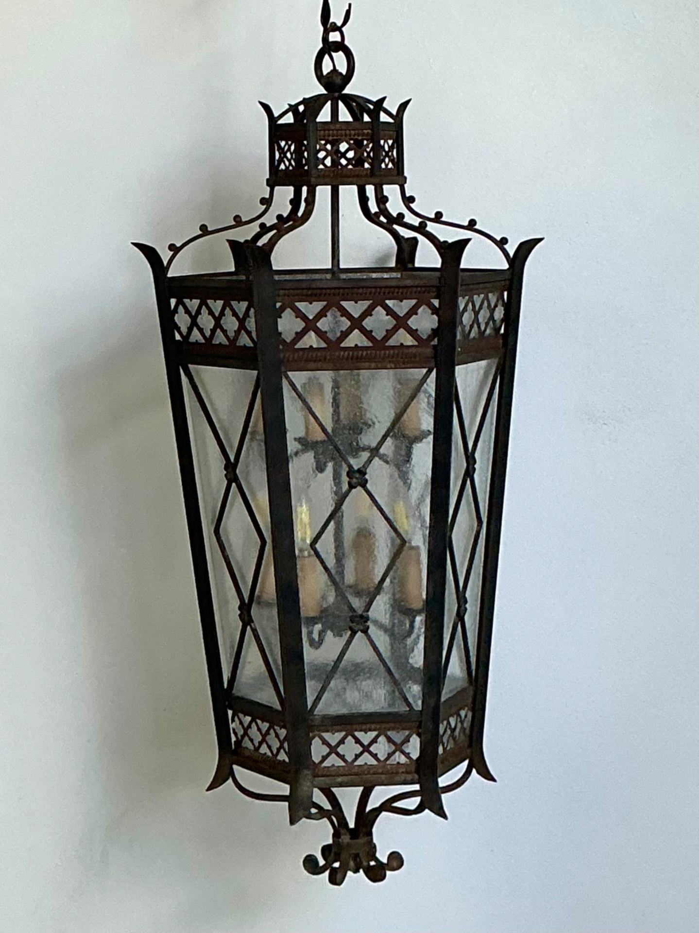 Vintage Iron And Glass Lantern - Side view