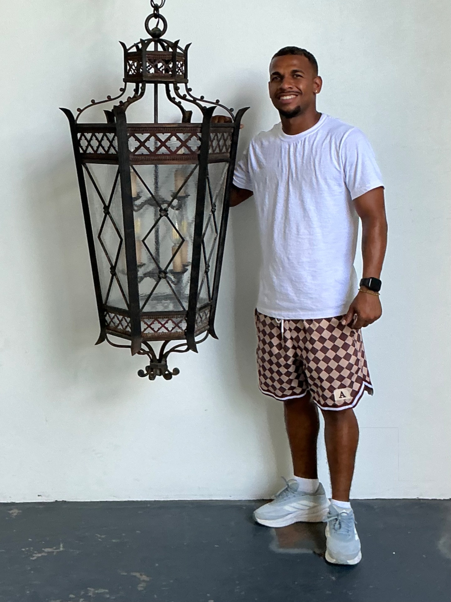 Vintage Iron And Glass Lantern - Back view