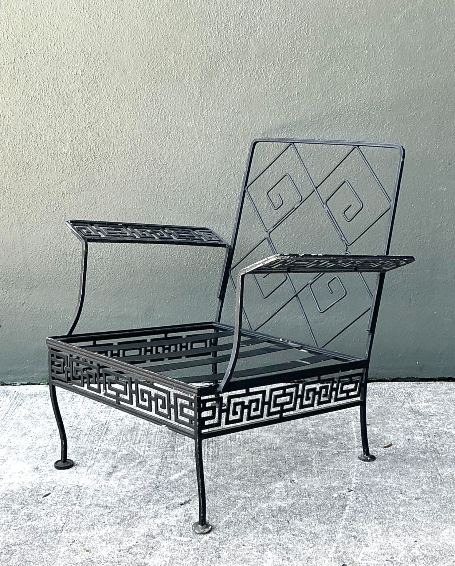 Vintage Meadowcraft Greek Key Metal Patio Set - Back view