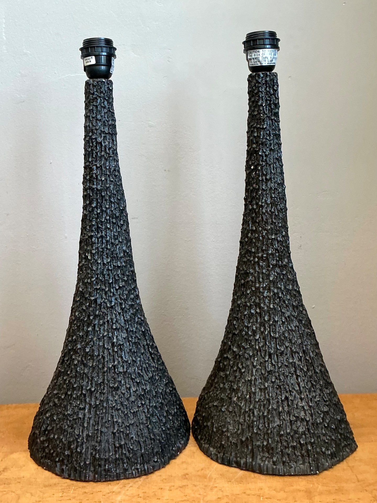 Vintage Textured Resin Table Lamps - Pair - Side view