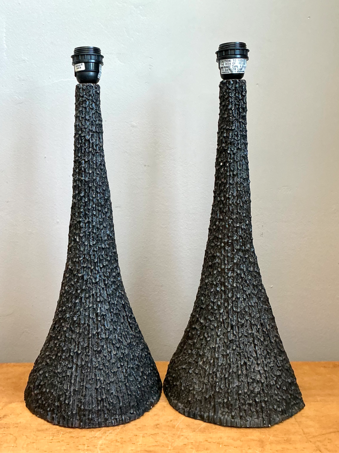 Vintage Textured Resin Table Lamps - Pair - Detail view