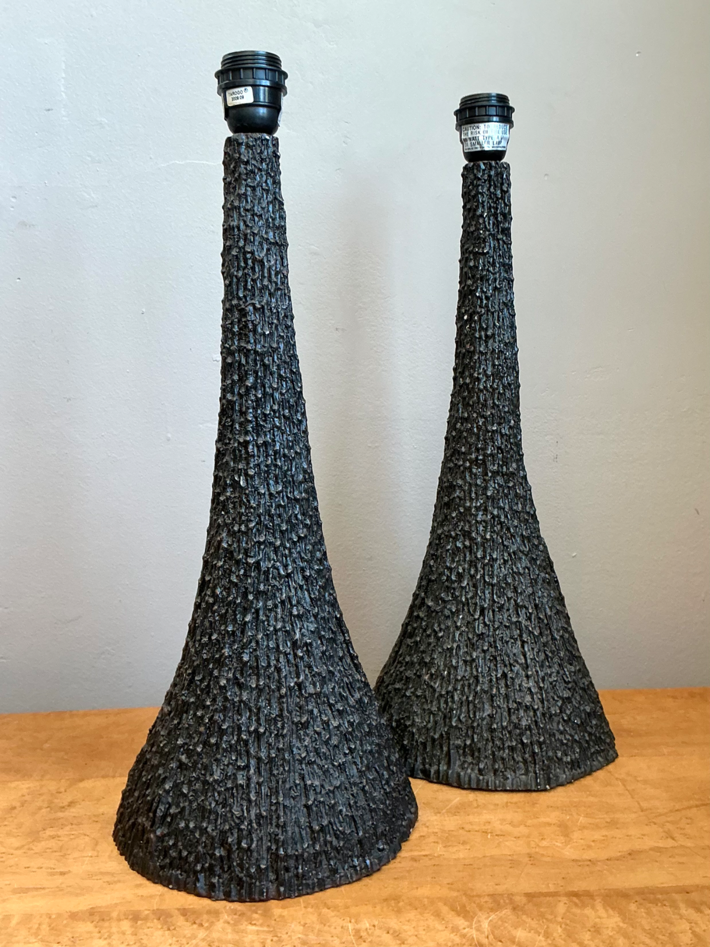 Vintage Textured Resin Table Lamps - Pair - Top view