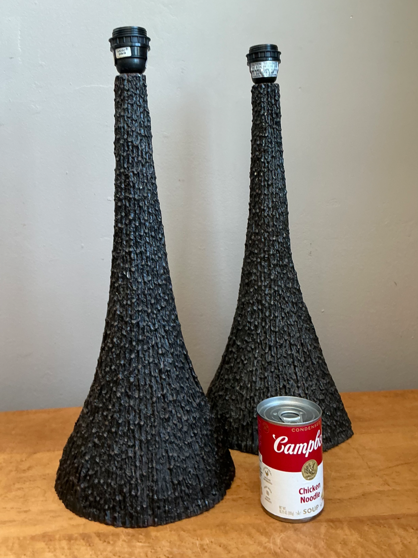 Vintage Textured Resin Table Lamps - Pair - Back view