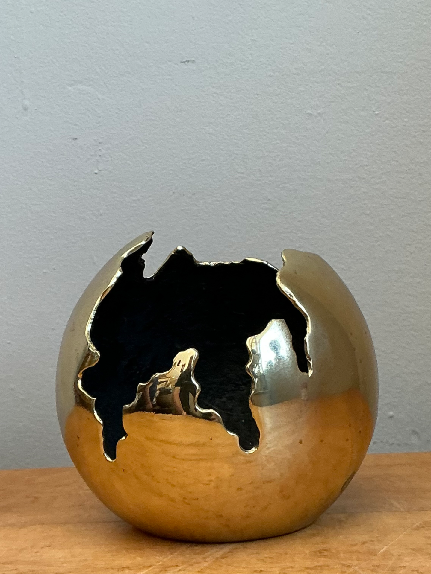 Vintage Brass Decorative Sphere - Side view