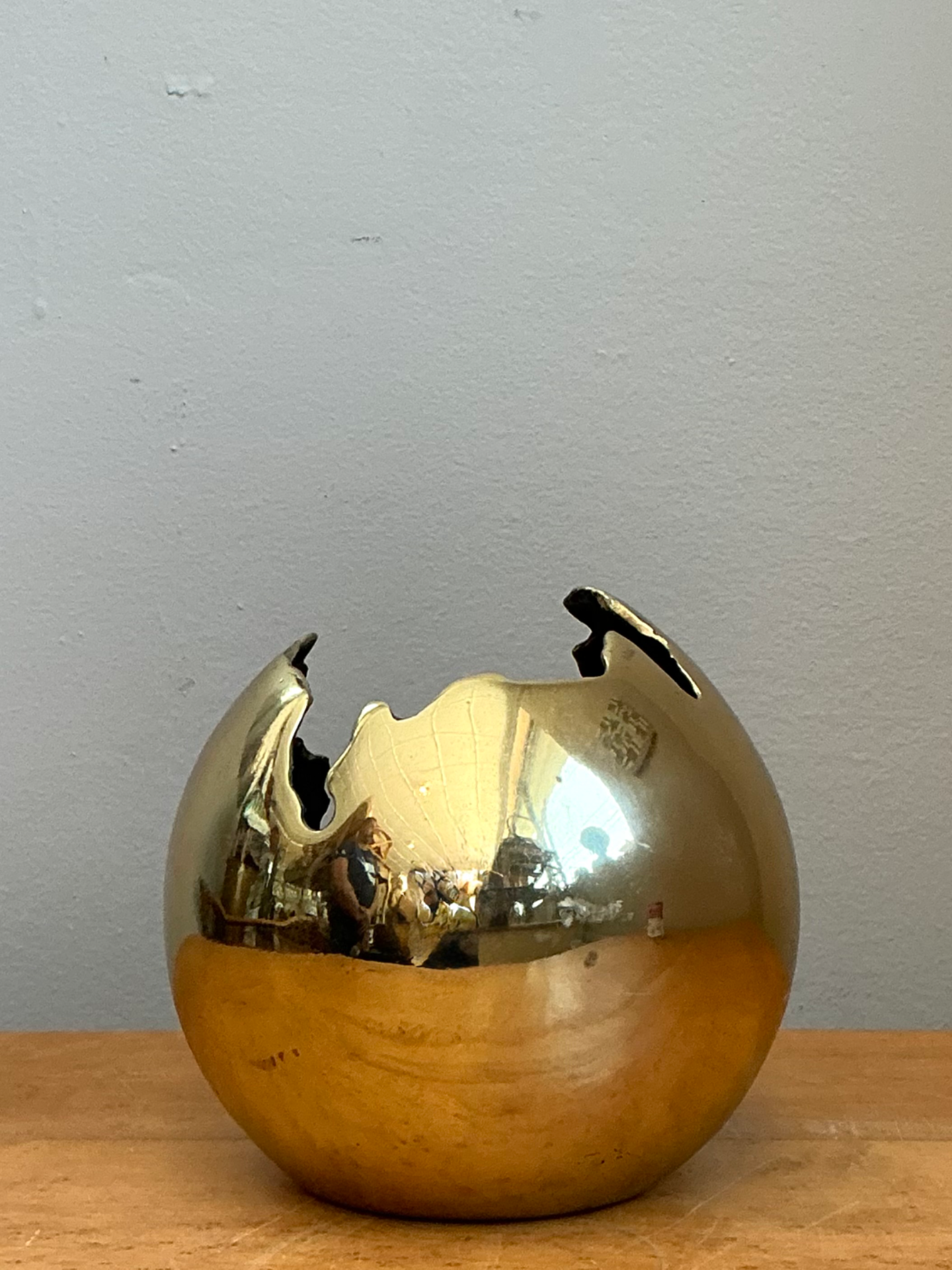 Vintage Brass Decorative Sphere - Back view