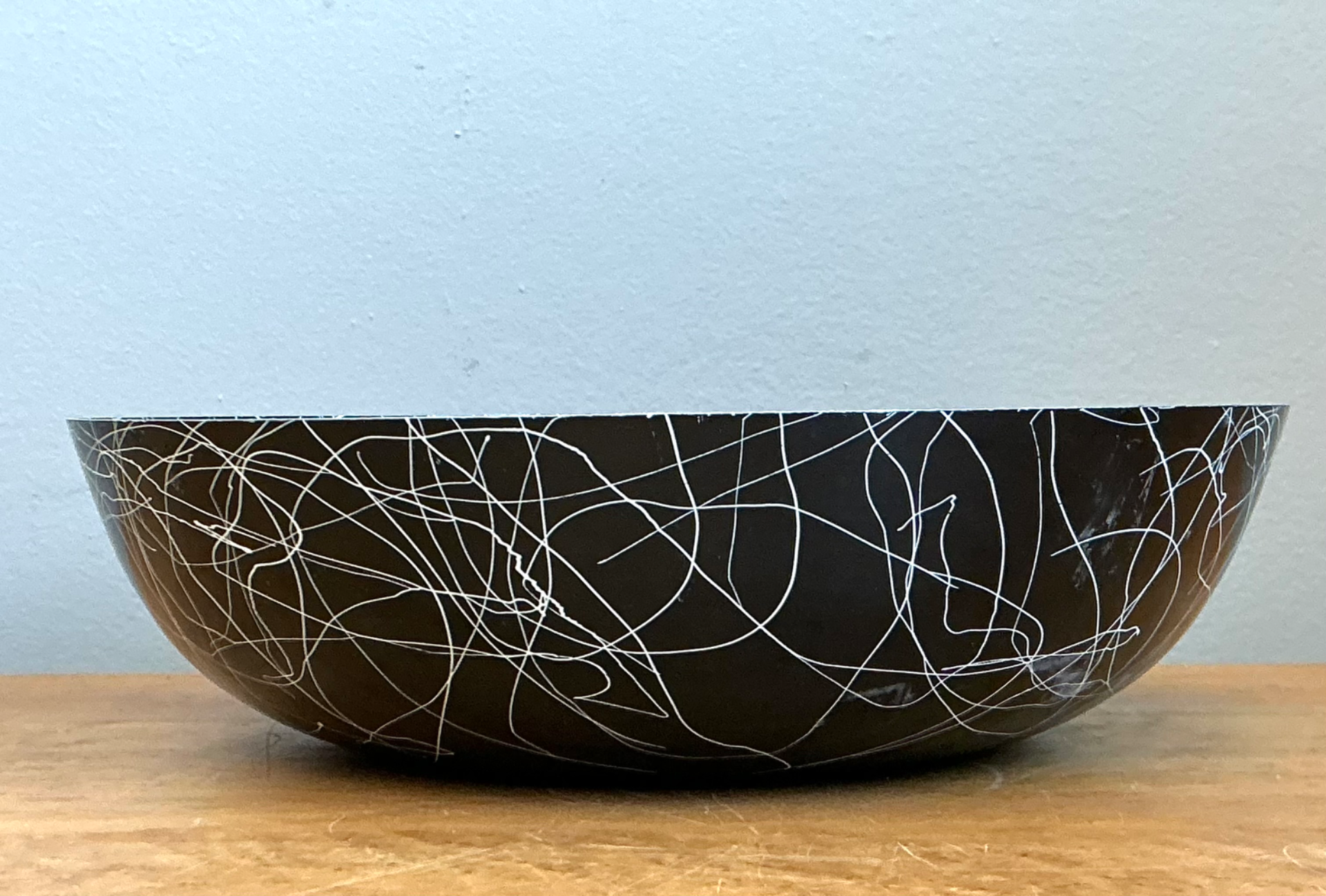 Vintage Black and White Melamine Bowl - Side view