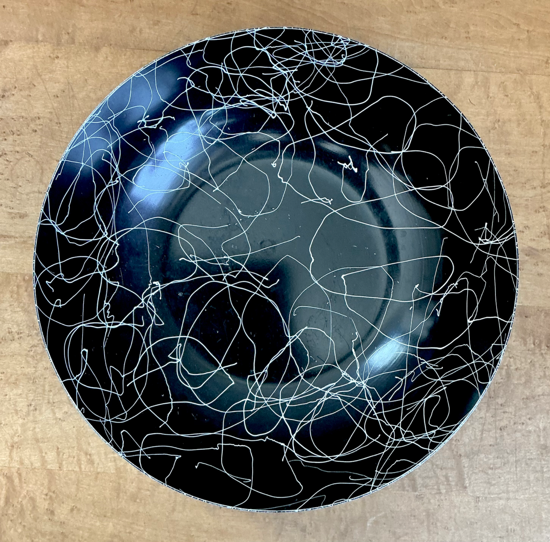 Vintage Black and White Melamine Bowl - Back view