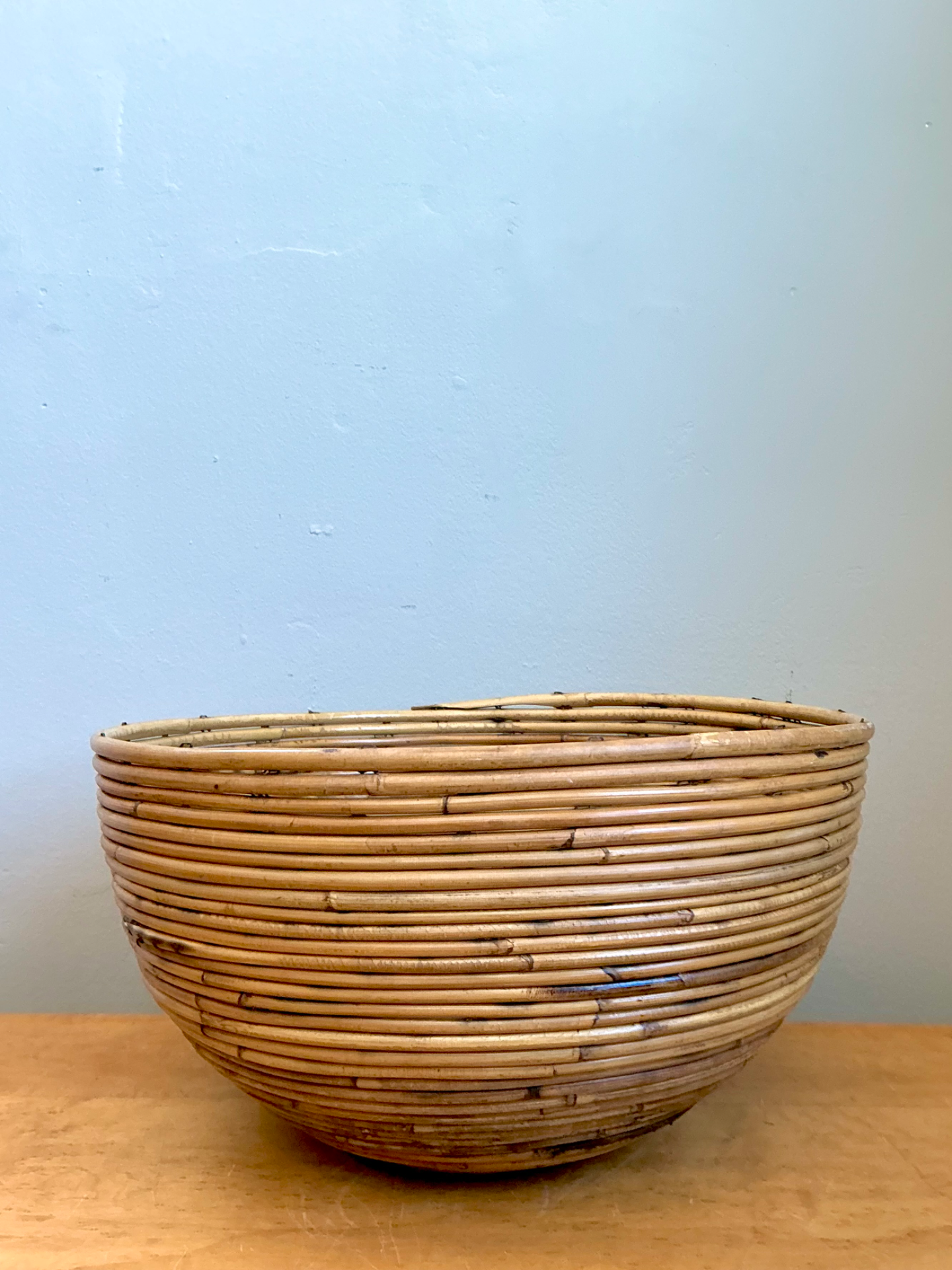Vintage Natural Pencil Reed Decorative Bowl - Side view