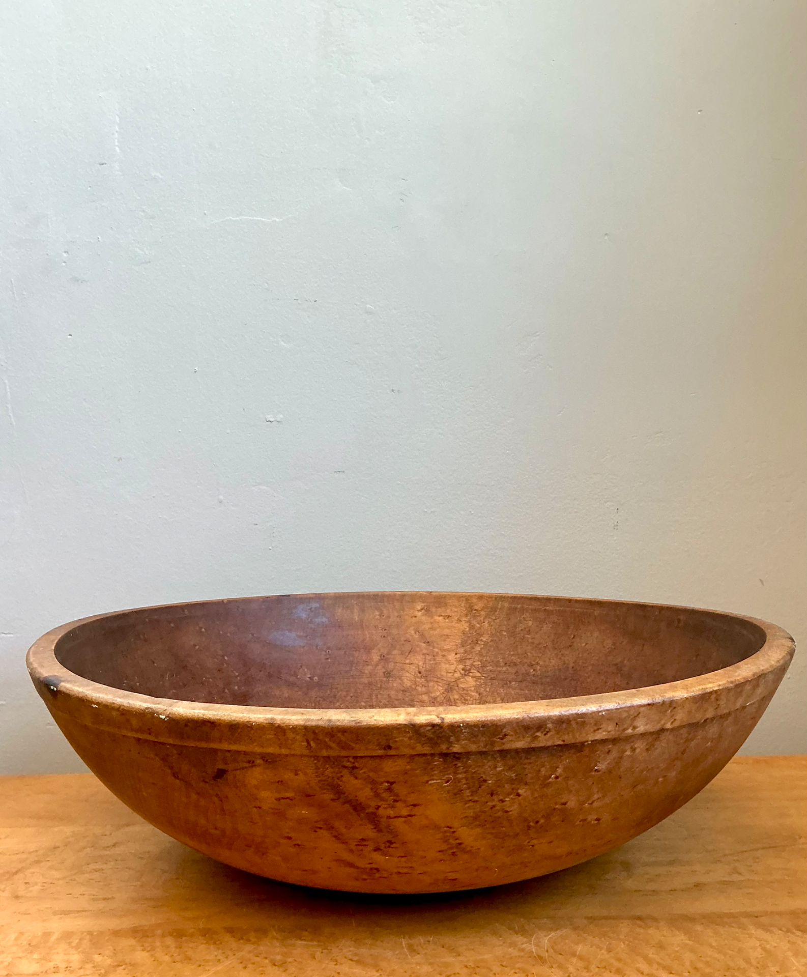 Vintage Large Wood Salad Bowl - Side view
