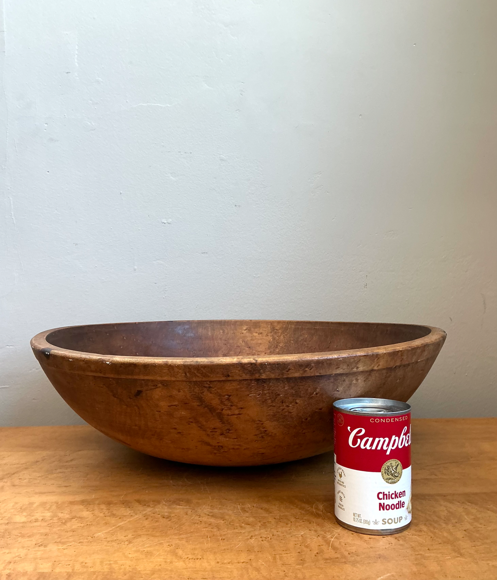 Vintage Large Wood Salad Bowl - Back view