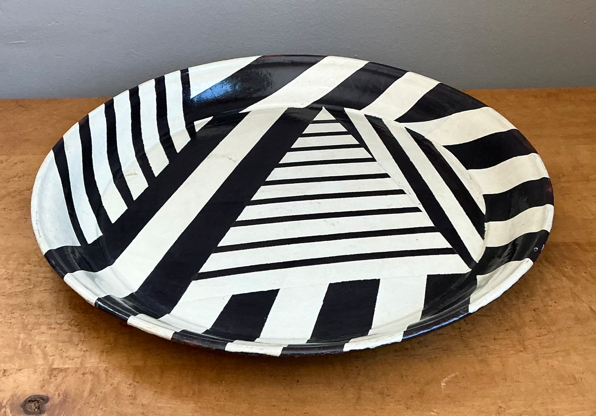Vintage Geometric Lacquer Decorative Tray - Top view