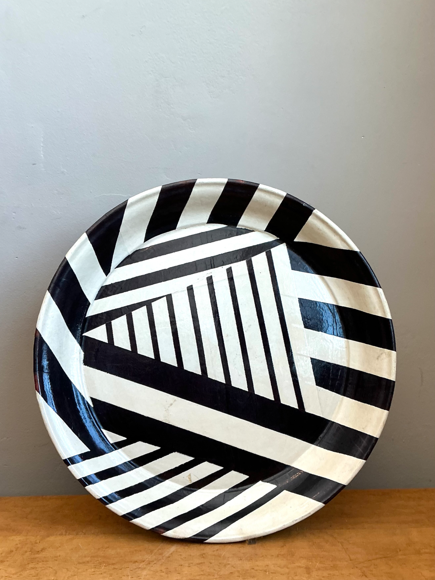 Vintage Geometric Lacquer Decorative Tray - Back view