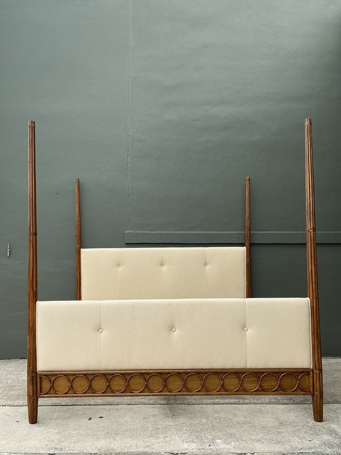 Vintage Orlando Diaz Azcuy For McGuire King Size “Vendome” Rattan Bed - Back view