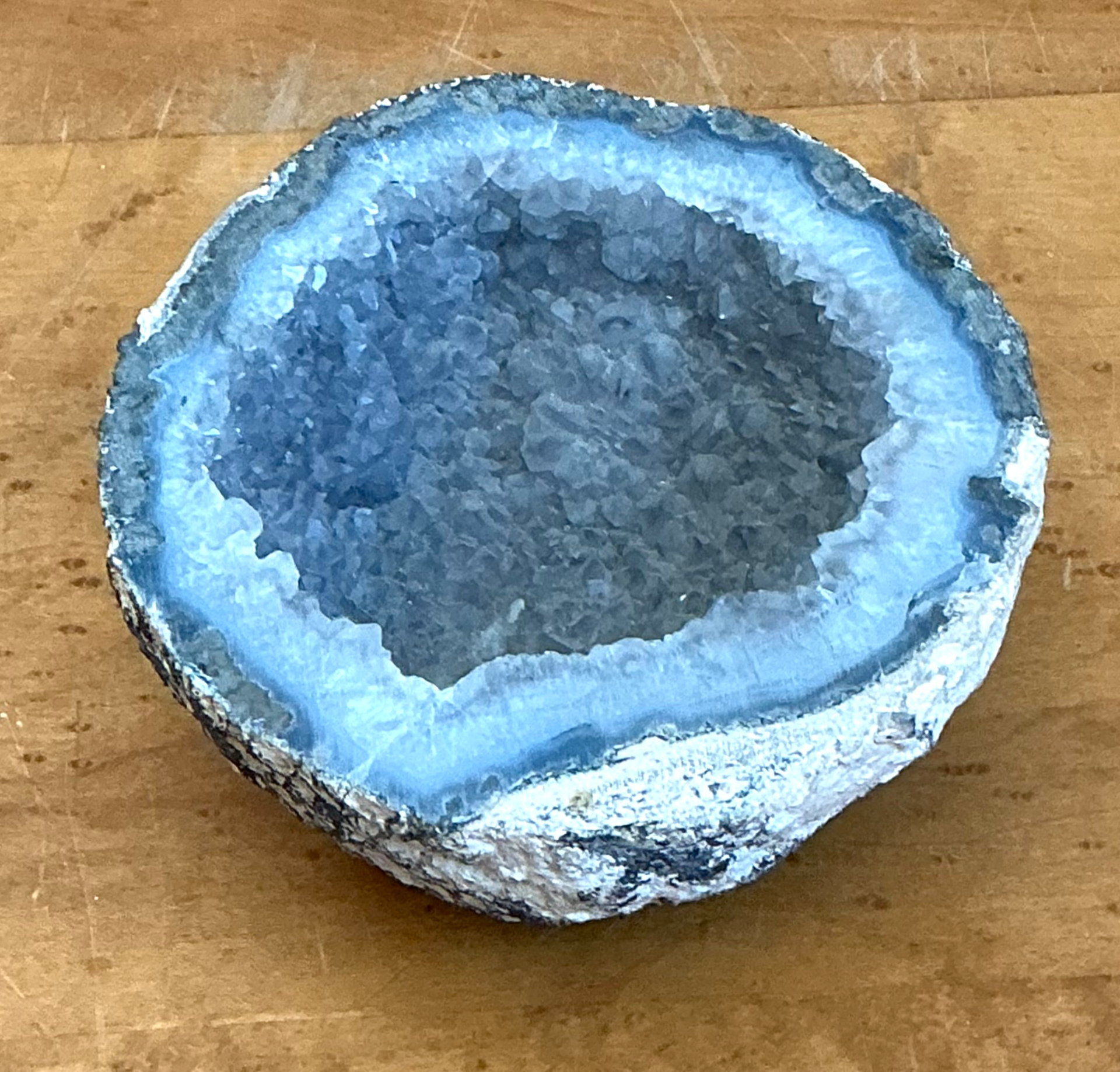 Vintage Natural Blue Quartz Geode - Side view