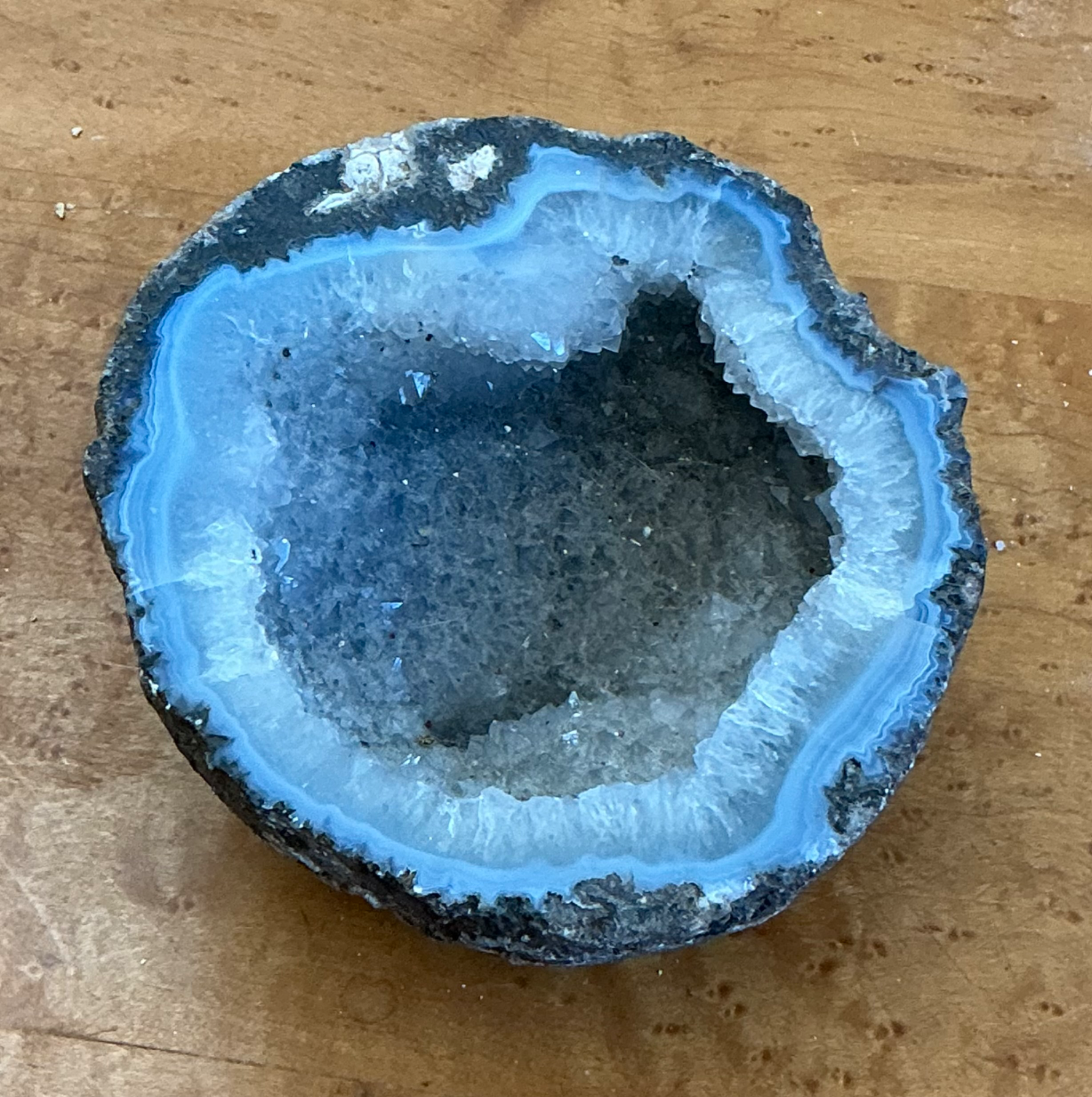 Vintage Natural Blue Quartz Geode - Top view