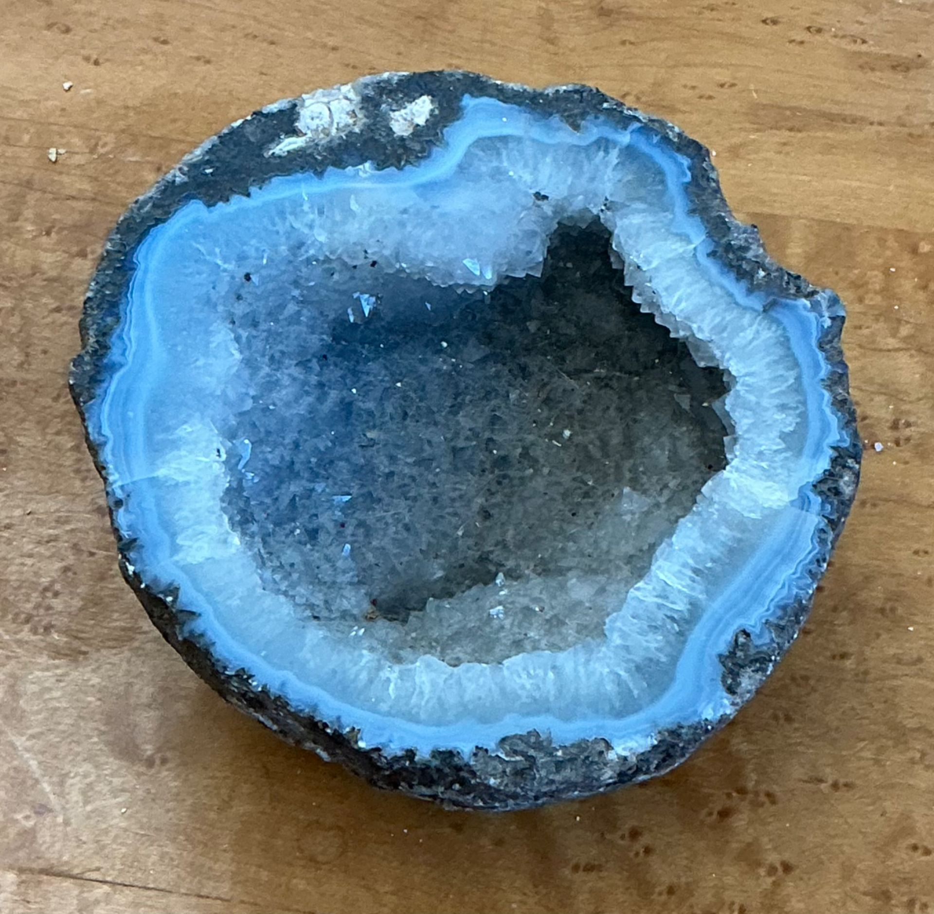 Vintage Natural Blue Quartz Geode - Back view