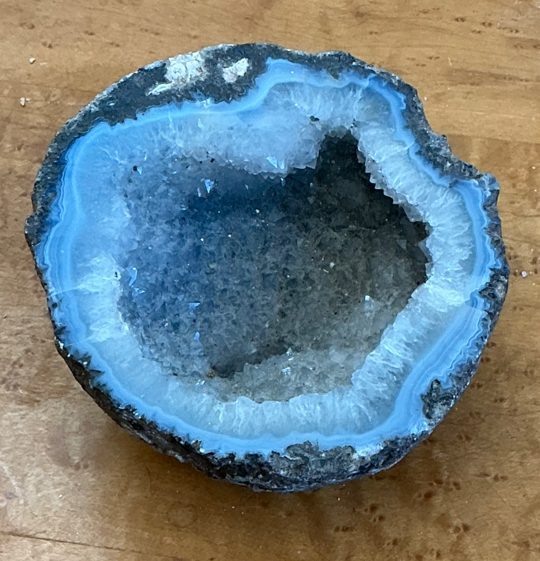 Vintage Natural Blue Quartz Geode - Detail view