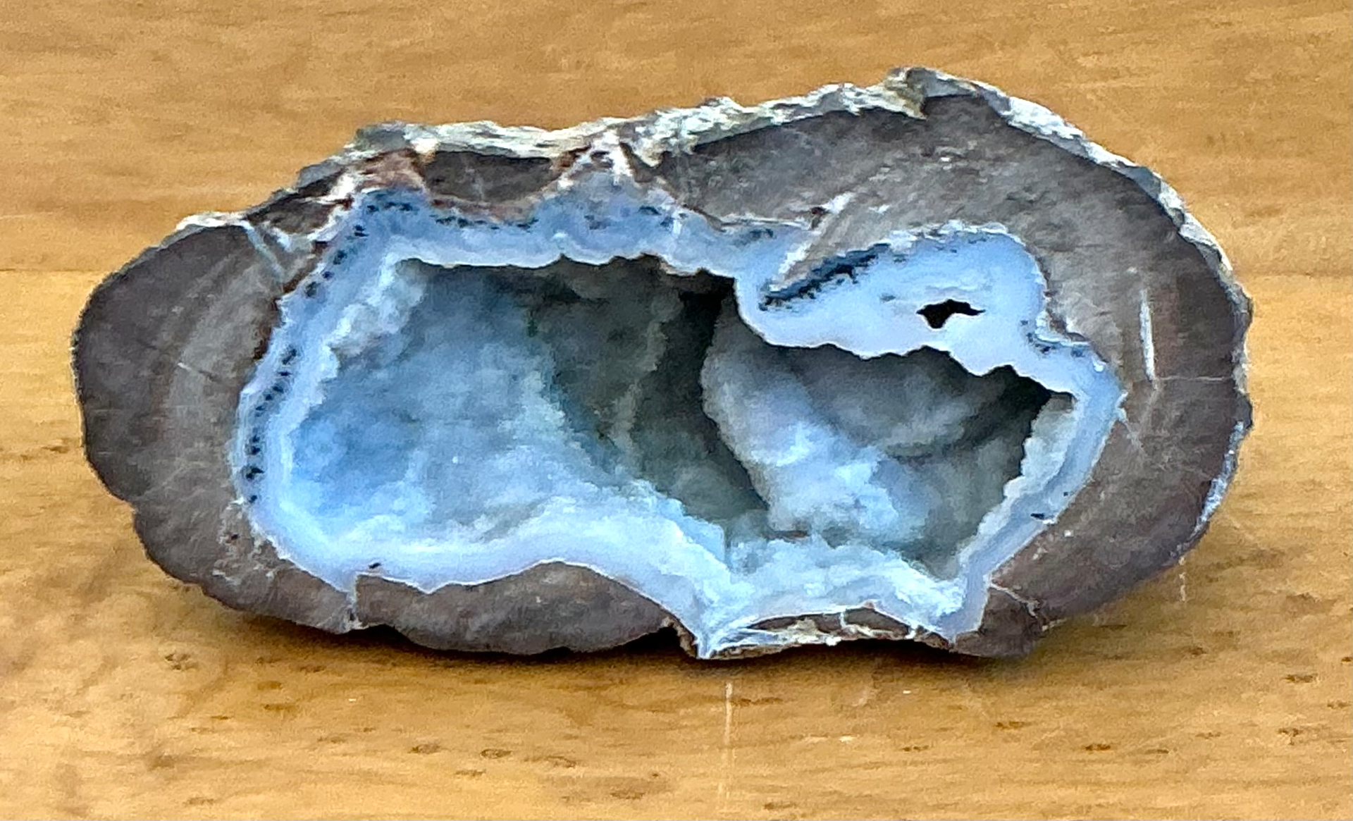 Vintage Natural Blue Quartz Geode - Back view