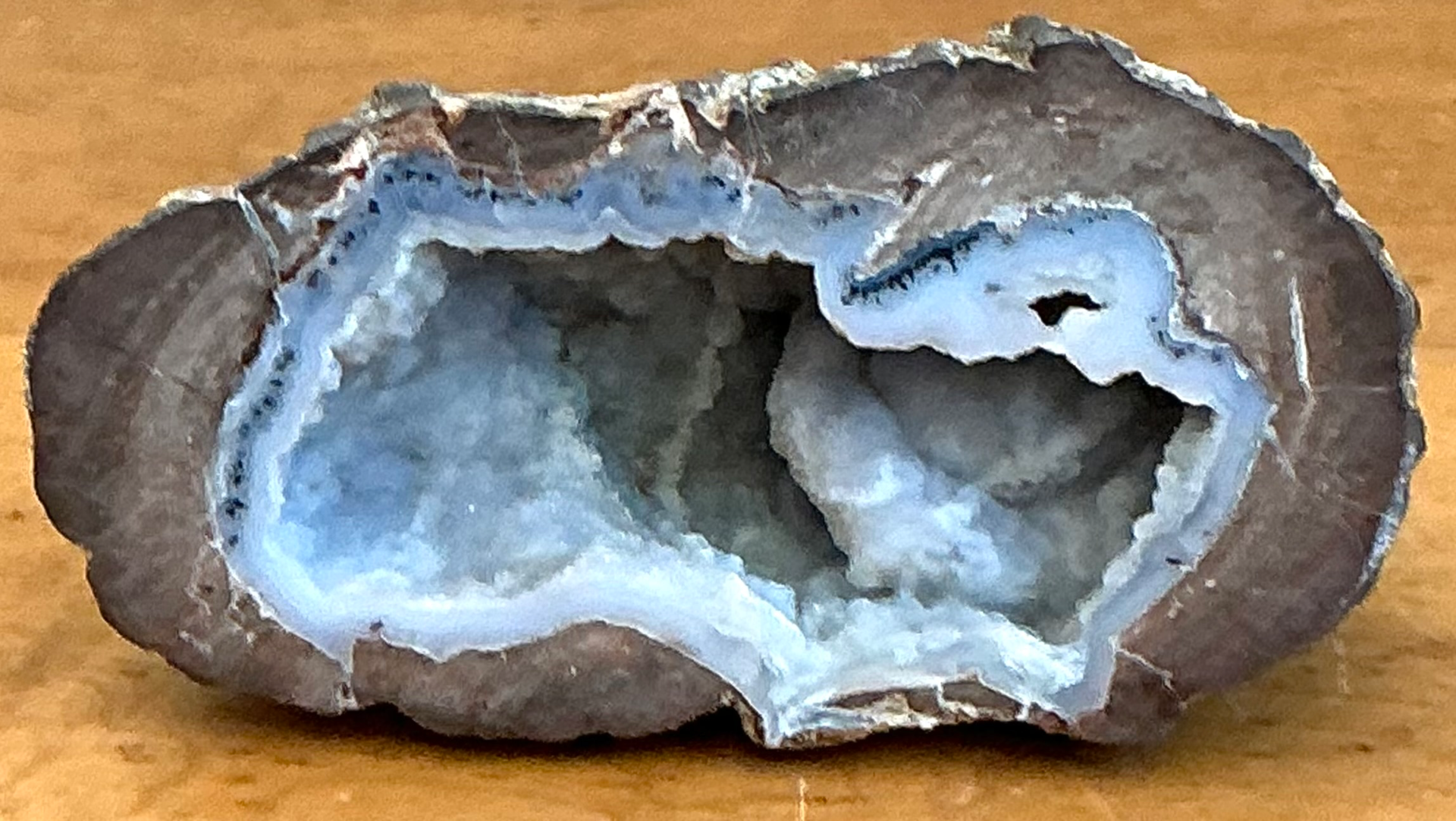 Vintage Natural Blue Quartz Geode - Side view