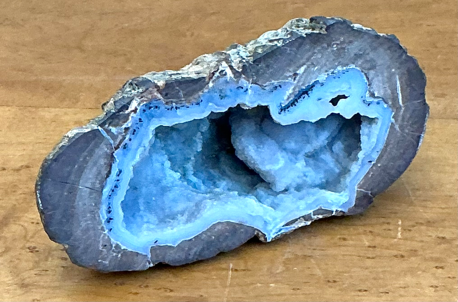 Vintage Natural Blue Quartz Geode - Top view