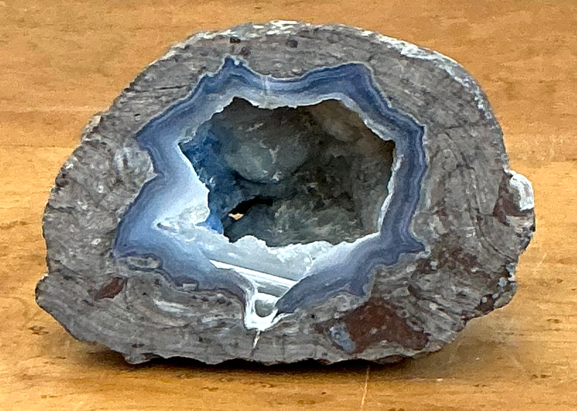 Vintage Blue Quartz Geode - Side view