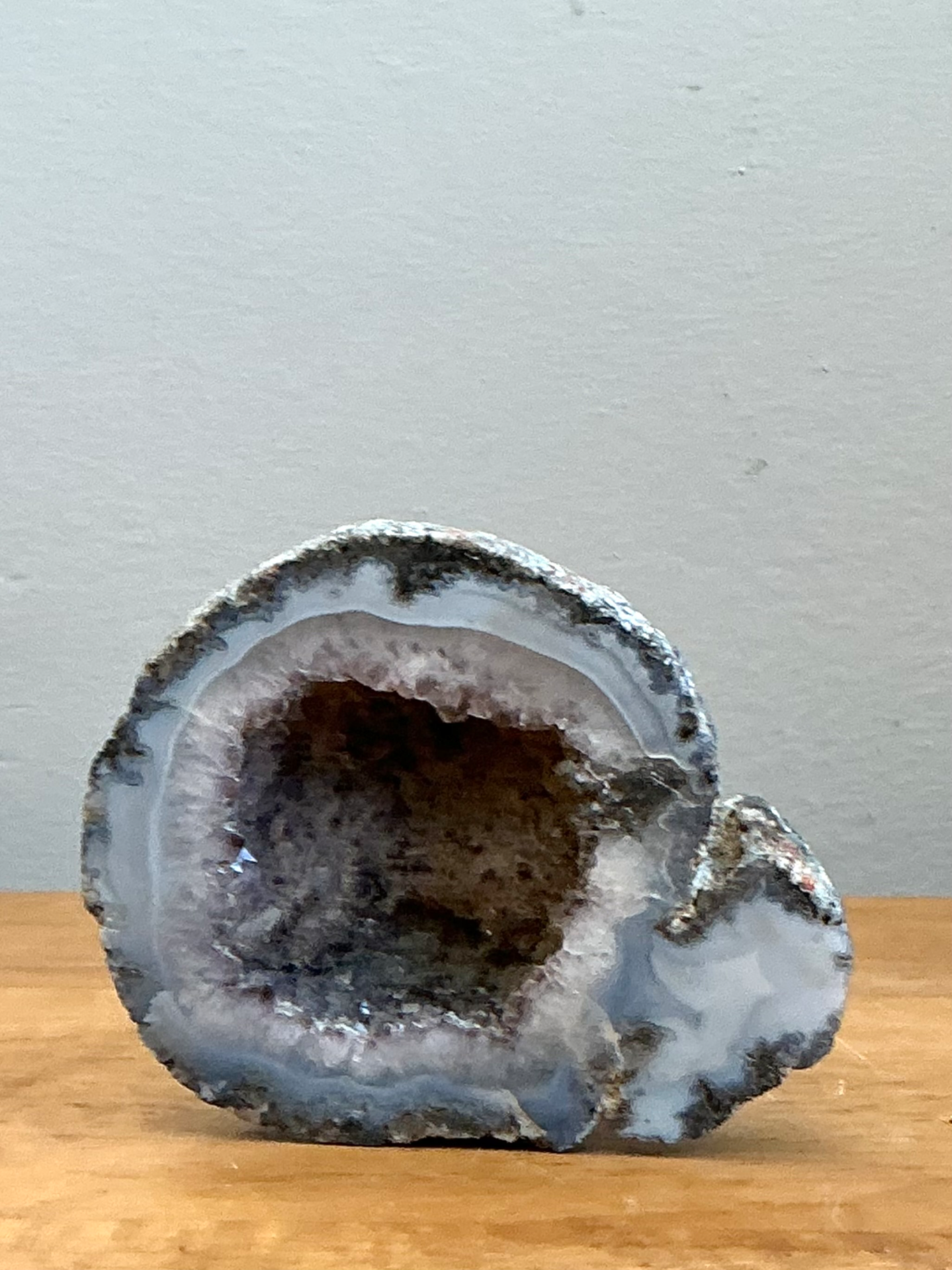 Vintage Natural Blue Quartz Geode - Side view