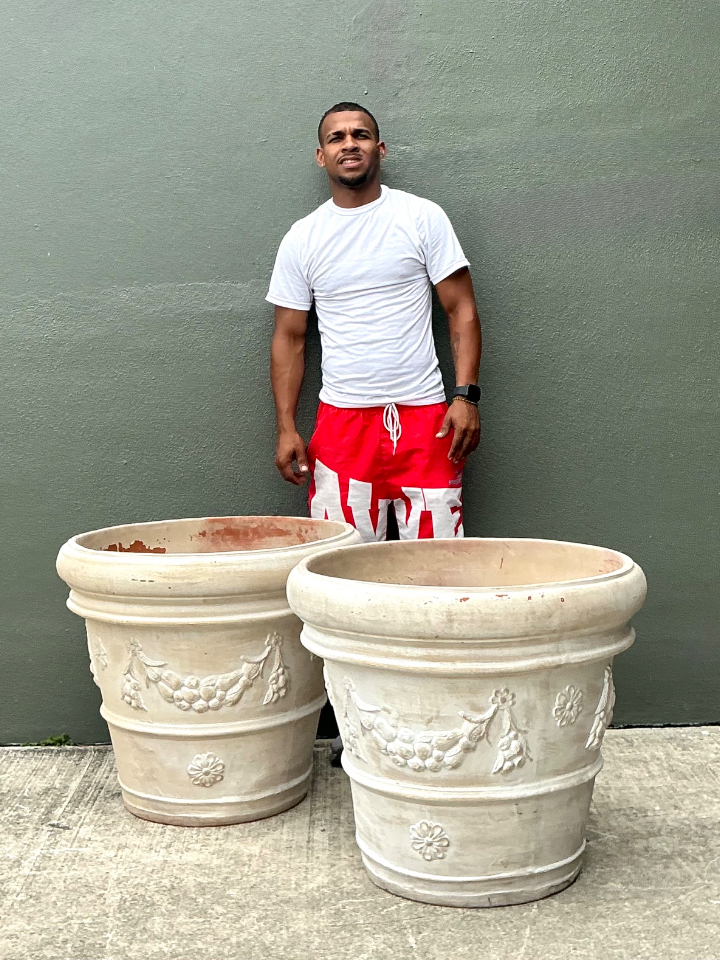 Vintage Italian Terracotta Planters - A Pair - Top view