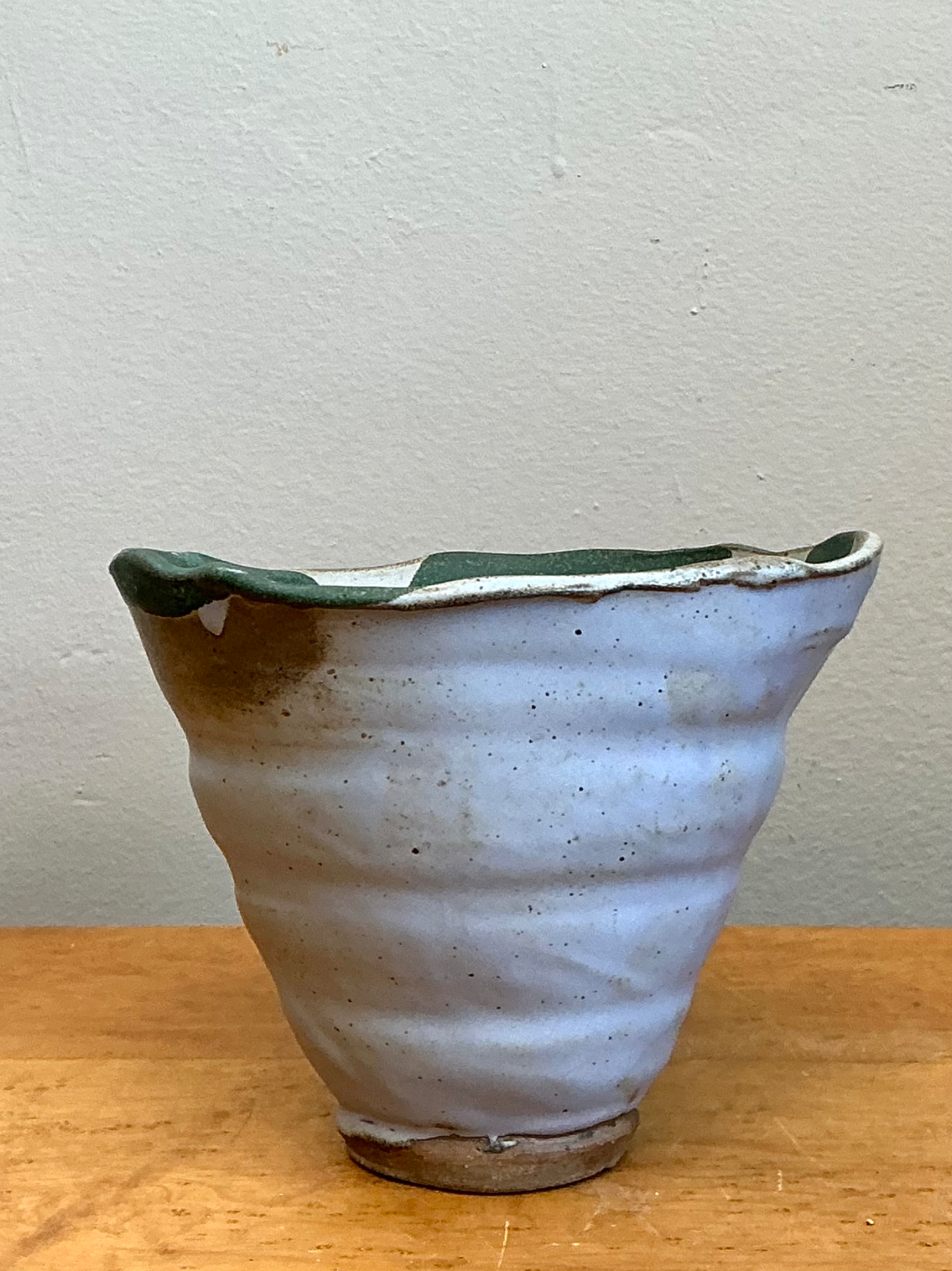 Vintage Abstract Stoneware Decorative Bowl - Back view
