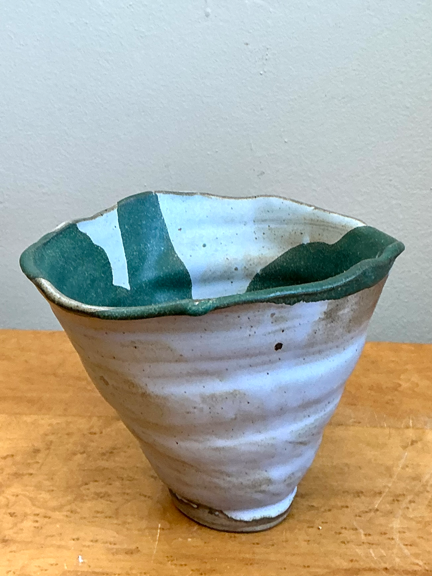 Vintage Abstract Stoneware Decorative Bowl - Side view
