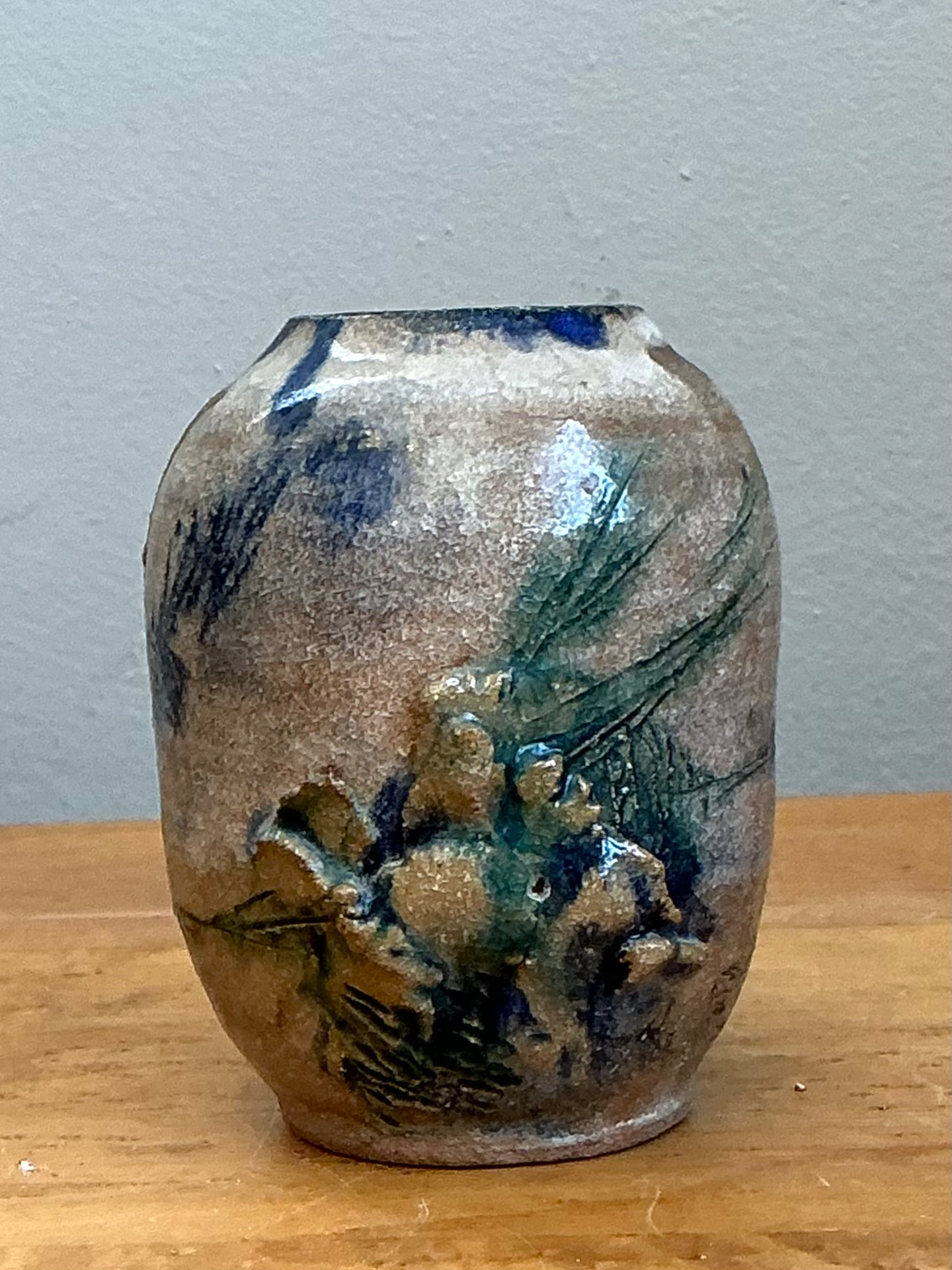 Vintage Abstract Glazed Pottery Vase - Side view