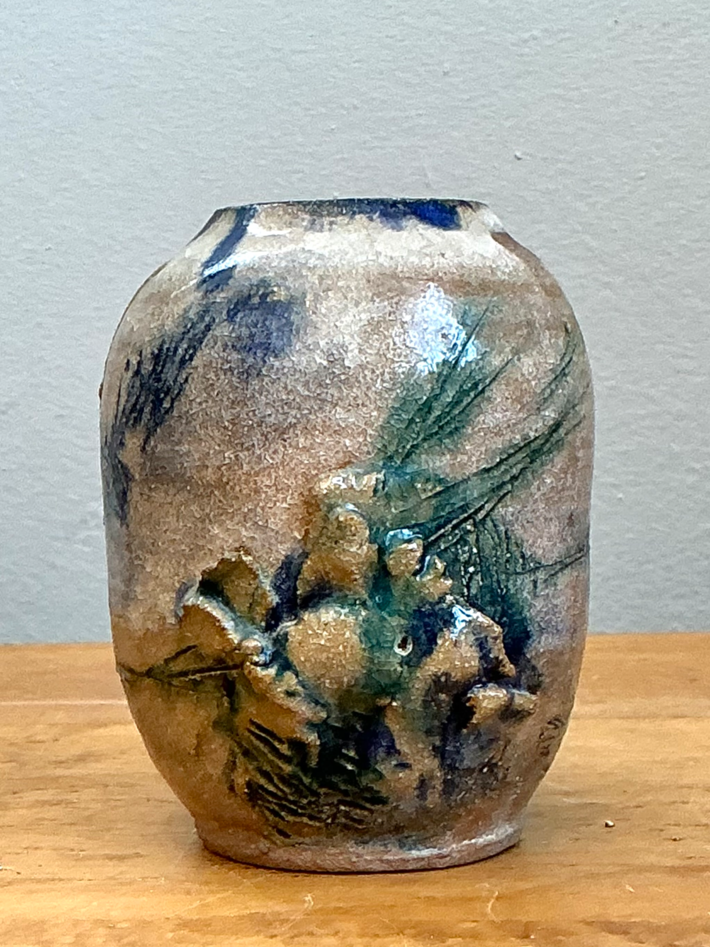 Vintage Abstract Glazed Pottery Vase - Detail view